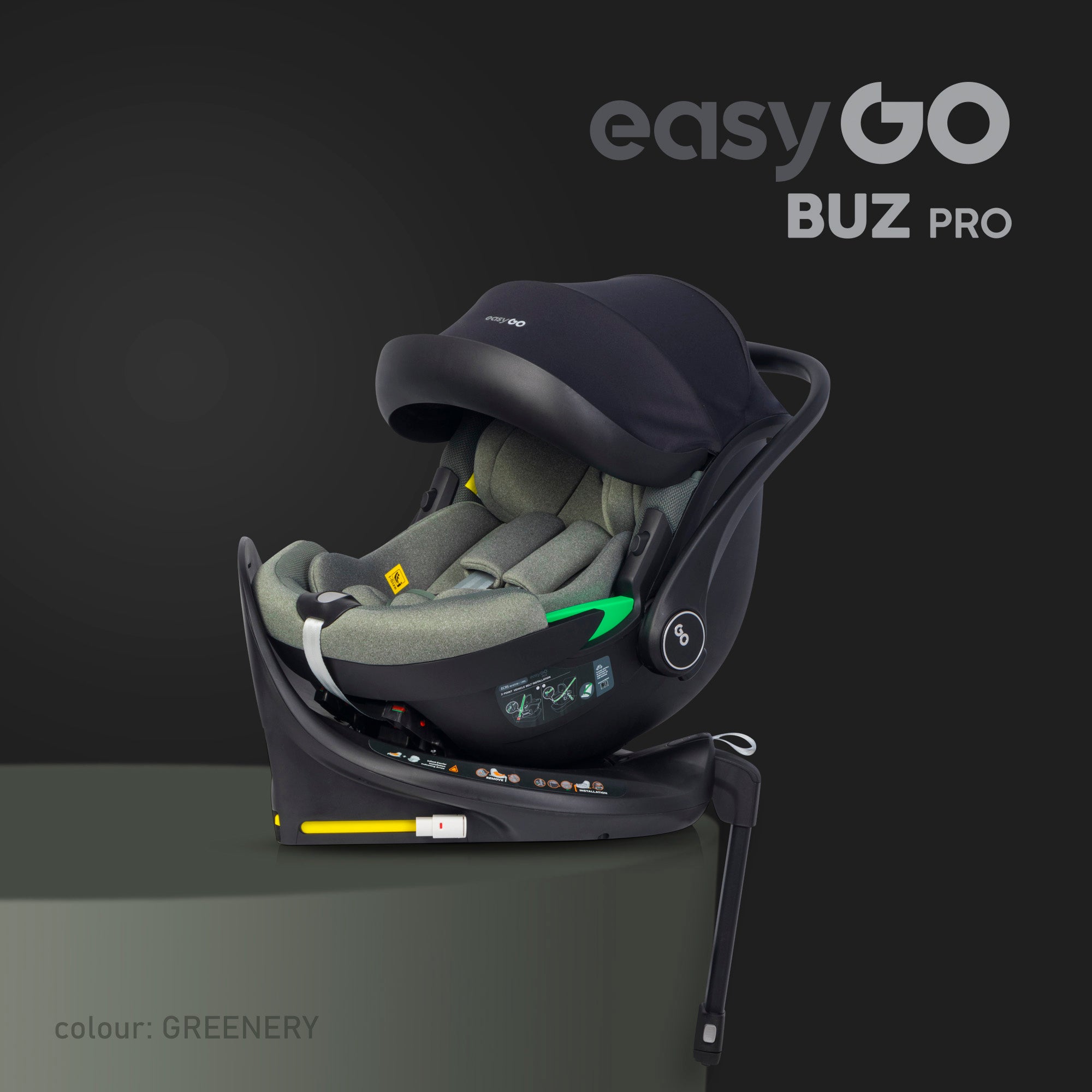 Car Seat Easy Go BUZ PRO 0-13 kg Rotating Base ISOFIX R129 ISIZE Packaging status original
