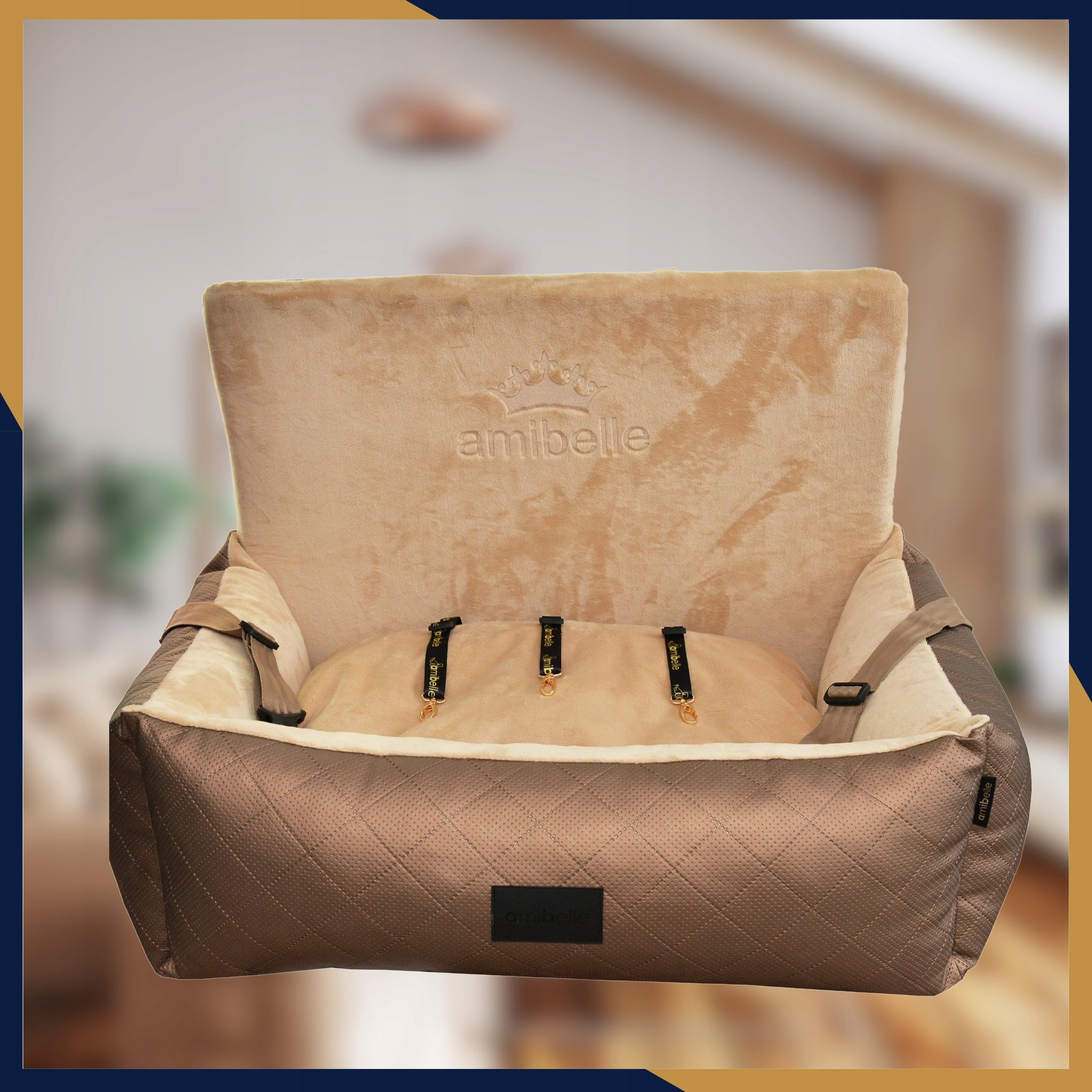 Car Seat for Dog Cat Transporter Bedding for Car Buda Manufacturer code Fotelik samochodowy dla psa Bella Brąz Xl