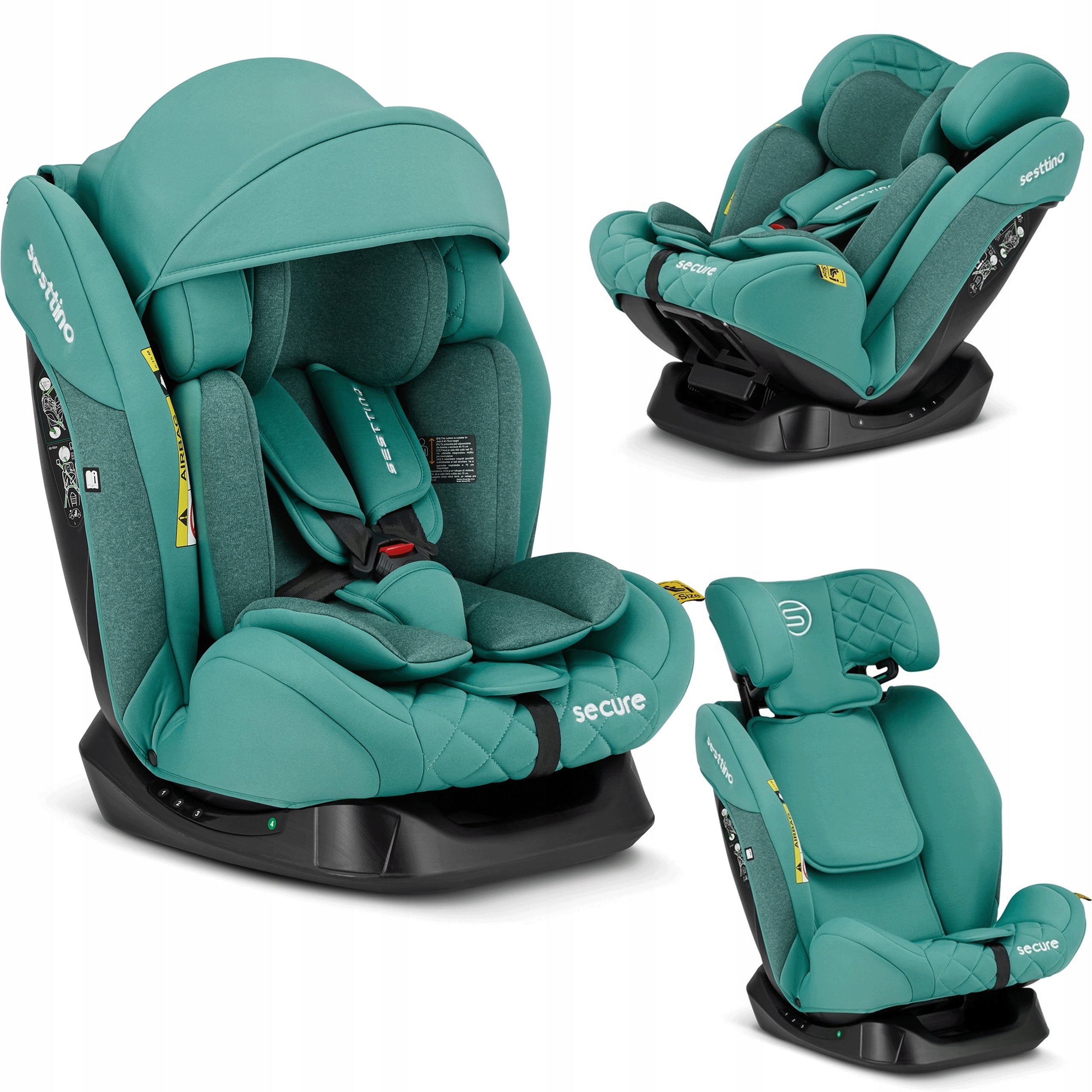 Car Seat i-Size 0-36kg FRONT REAR TO 150cm VISOR Sesttino Secure