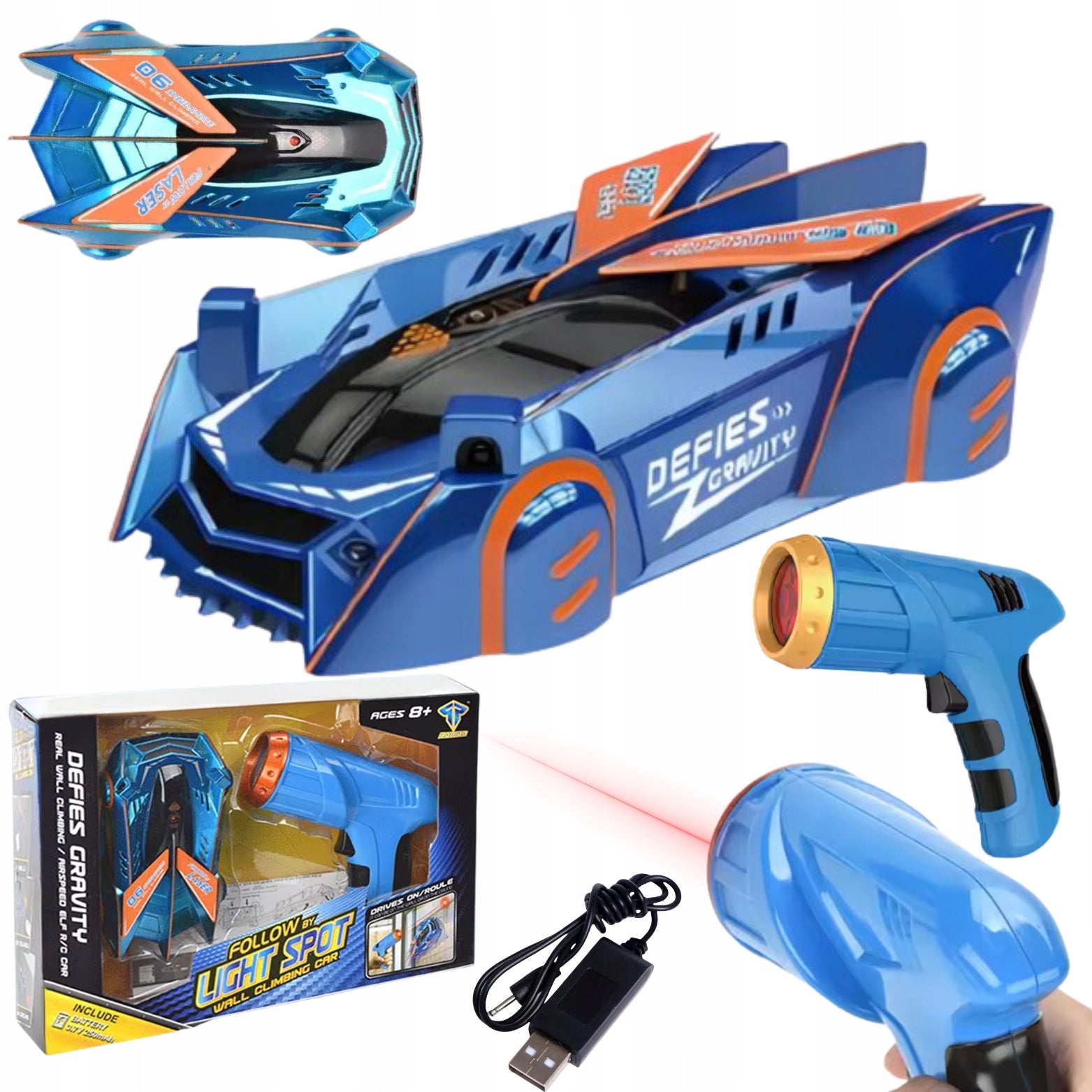 Car Wall Riding Remote Controlled RC Pistol Laser Led