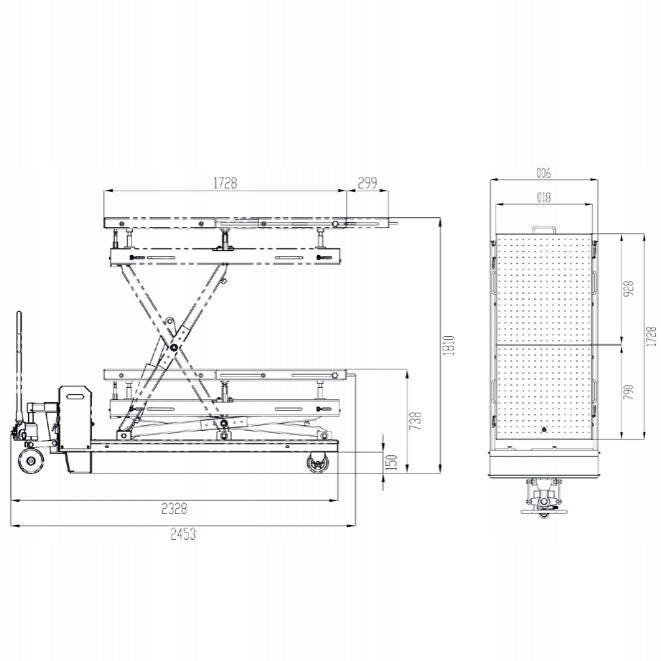 Car battery lifter NORTEC WP1500 platform scissor Brand Nortec