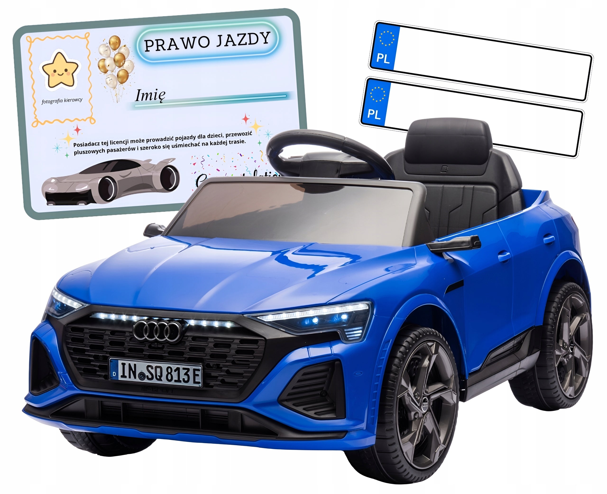 Car battery-operated leather remote control EVA car for children AUDI SQ8 blue