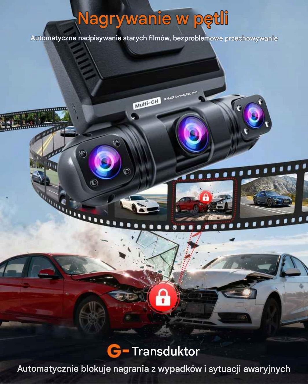Car camera 360° 4-channel 2K + 1080P 3 Wi-Fi application G-Sensor PL Brand no brand
