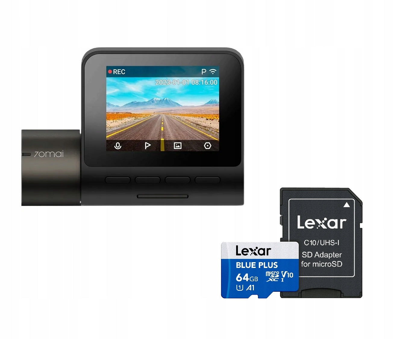 Car camera 70mai A200 DASH CAM + Lexar 64GB Blu
