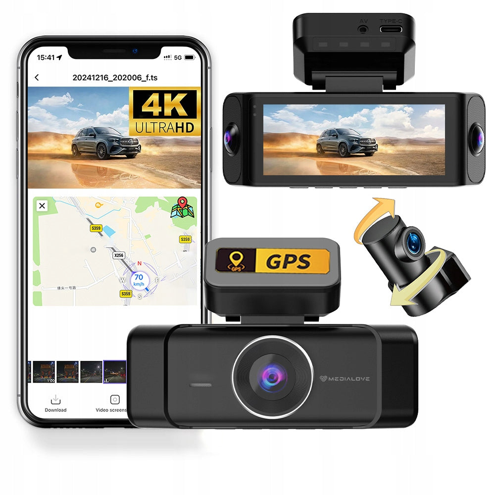 Car camera front 2x center rear camera reversing taxi recorder