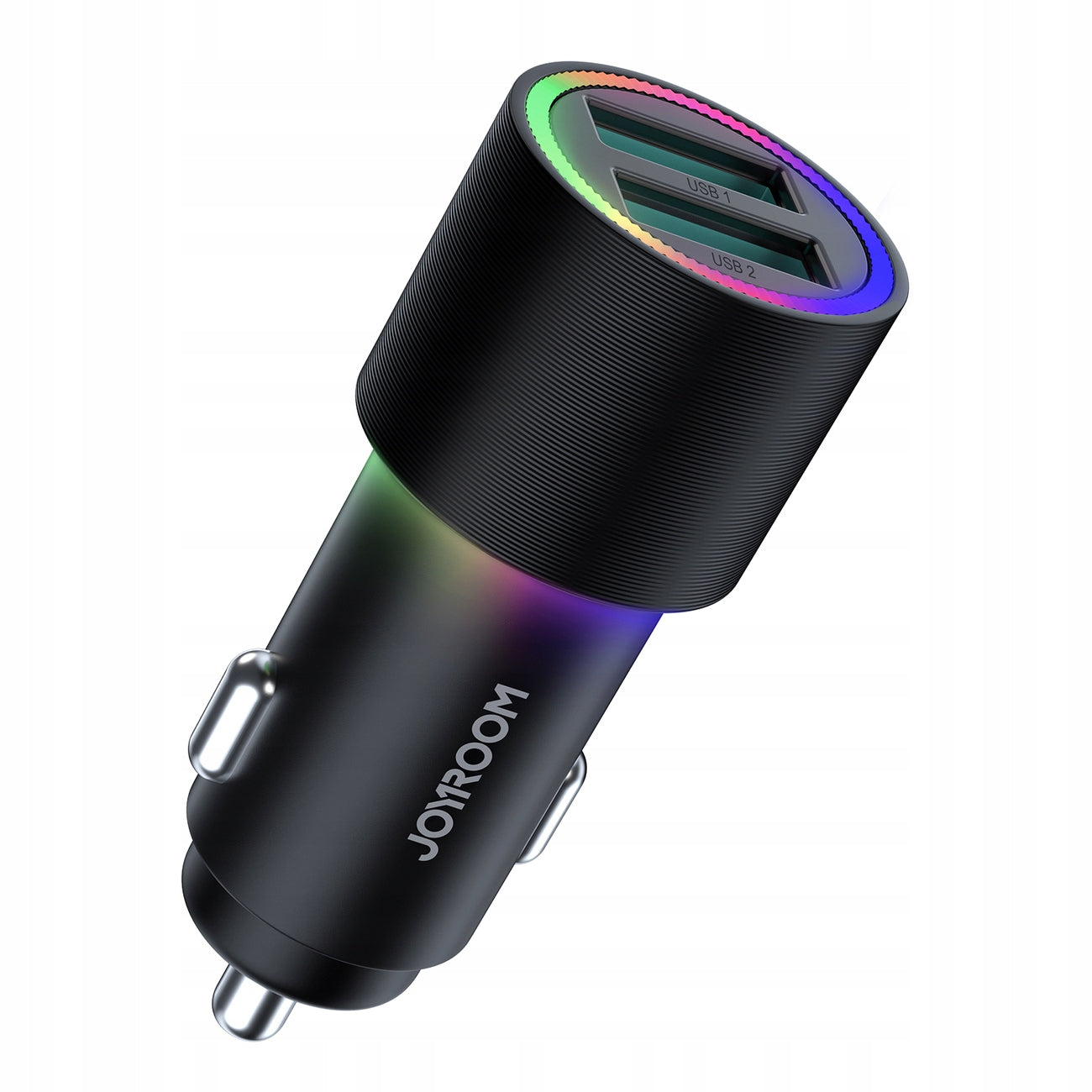 Car charger 2x USB 24W with backlight black for cigarette lighter