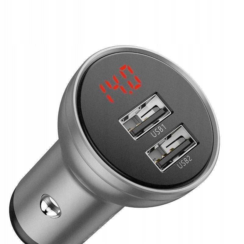 Car charger Baseus 2x USB 4.8A LCD fast QC charging for car