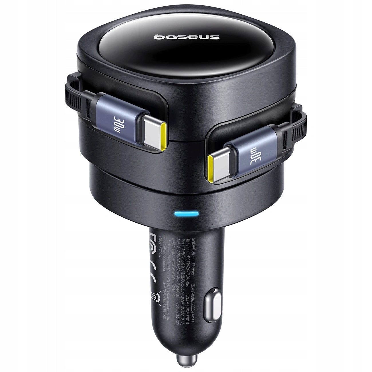 Car charger Baseus Enjoyment Max 60W with two coiled cables Manufacturer Baseus