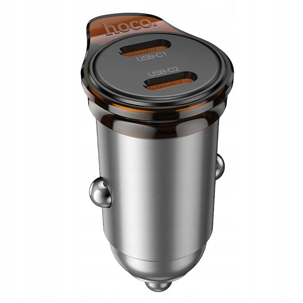 Car charger Hoco 2 x USB C QC PD 45W NZ16B grey