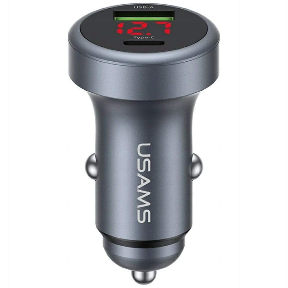 Car charger USAMS CC327 Aluminium 45W USB-A USB-C tarnish