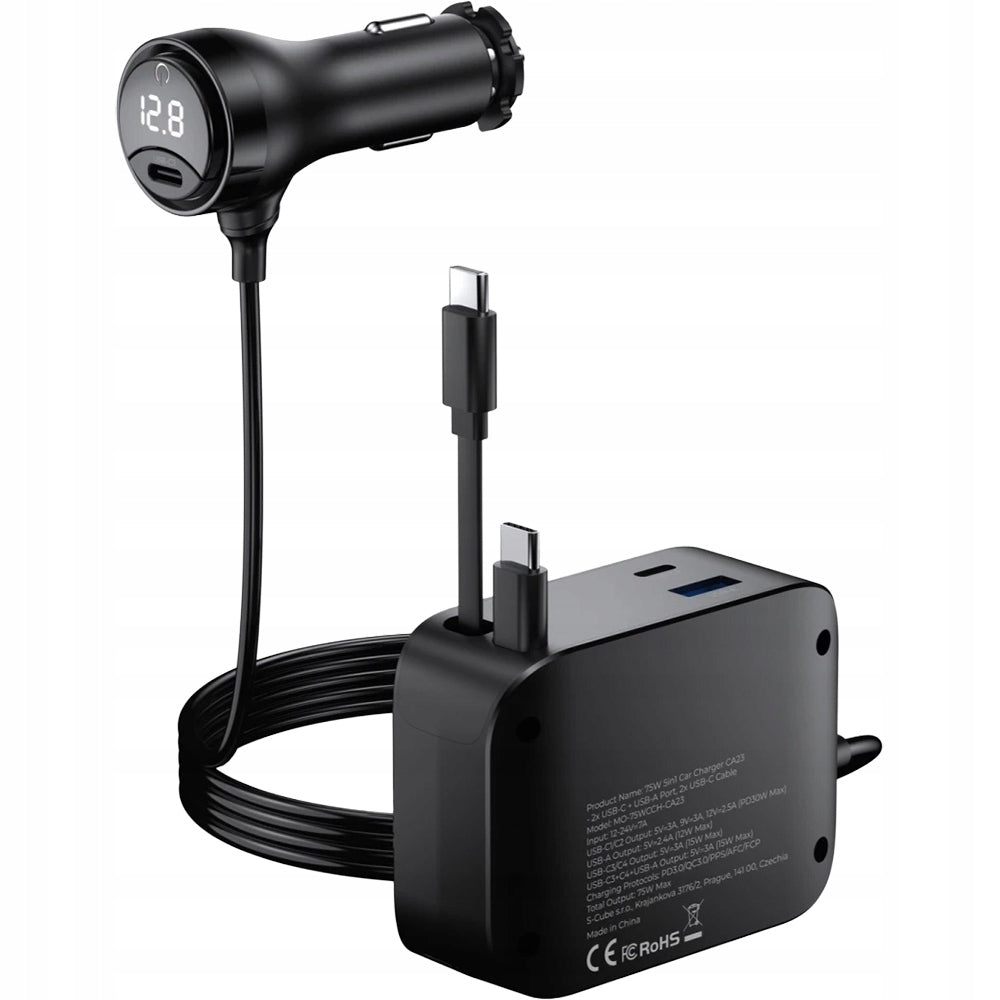 Car charger, rear seat hub Mobile Origin 75W USB-C strong Packaging status original