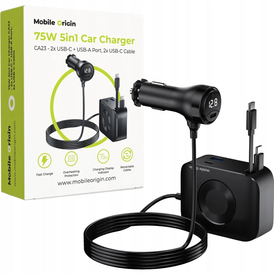 Car charger, rear seat hub Mobile Origin 75W USB-C strong