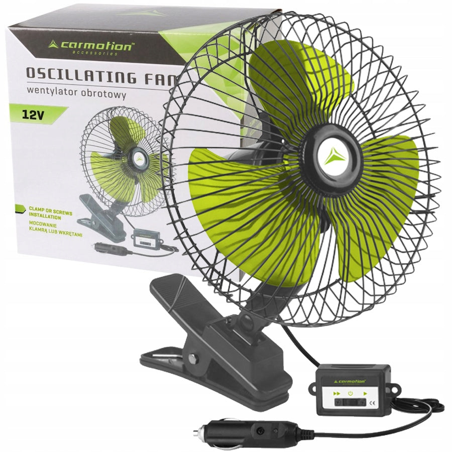 Car fan Carmotion 20 cm 12V 21W rotary for clip/screws