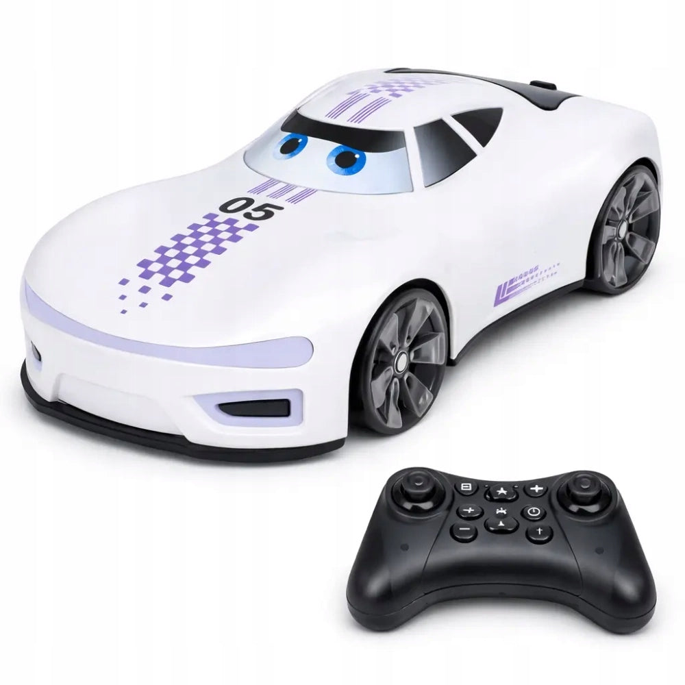 Car for radio with eyes with charging station function spray sound effects