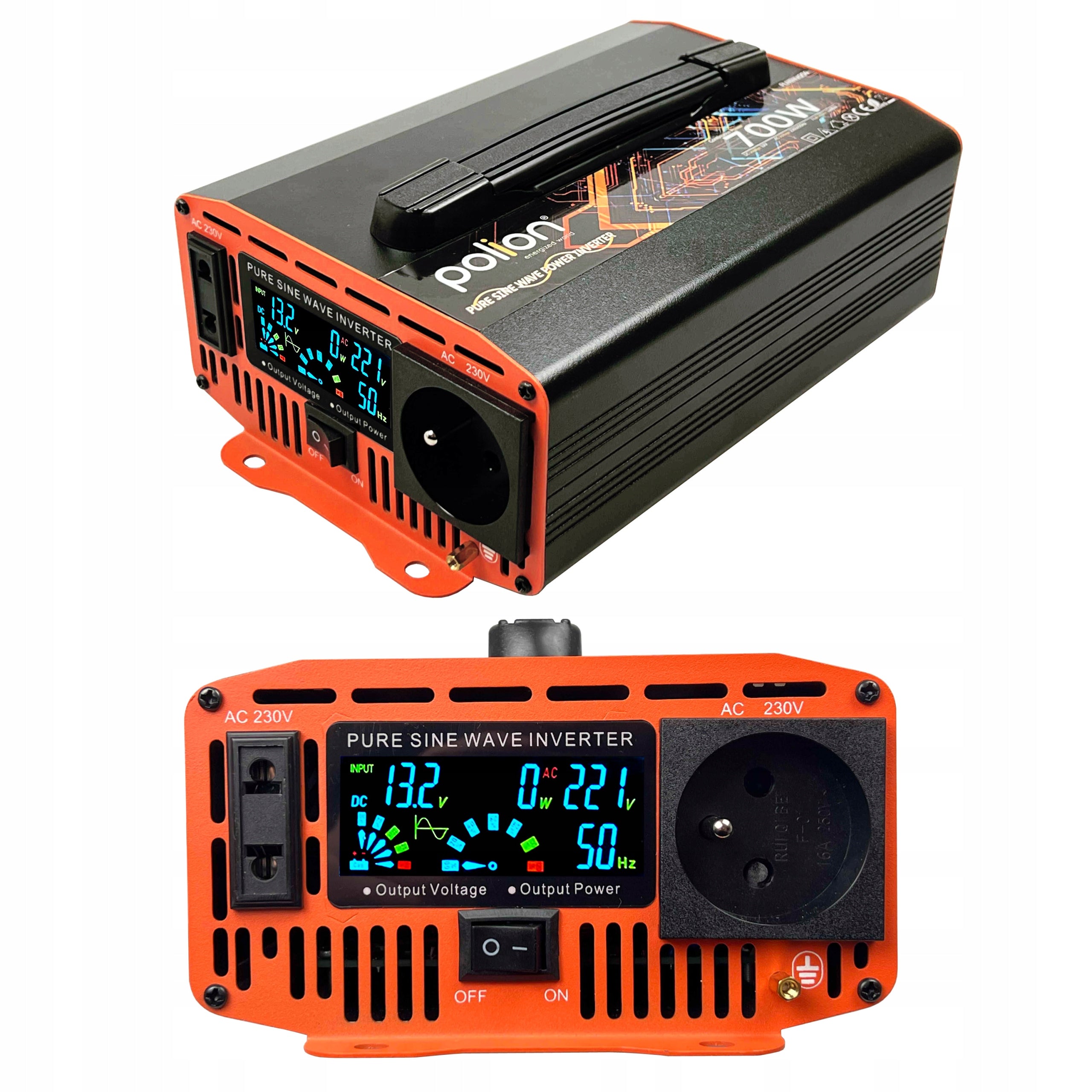 Car inverter 12V/230V Polion 700W pure sine
