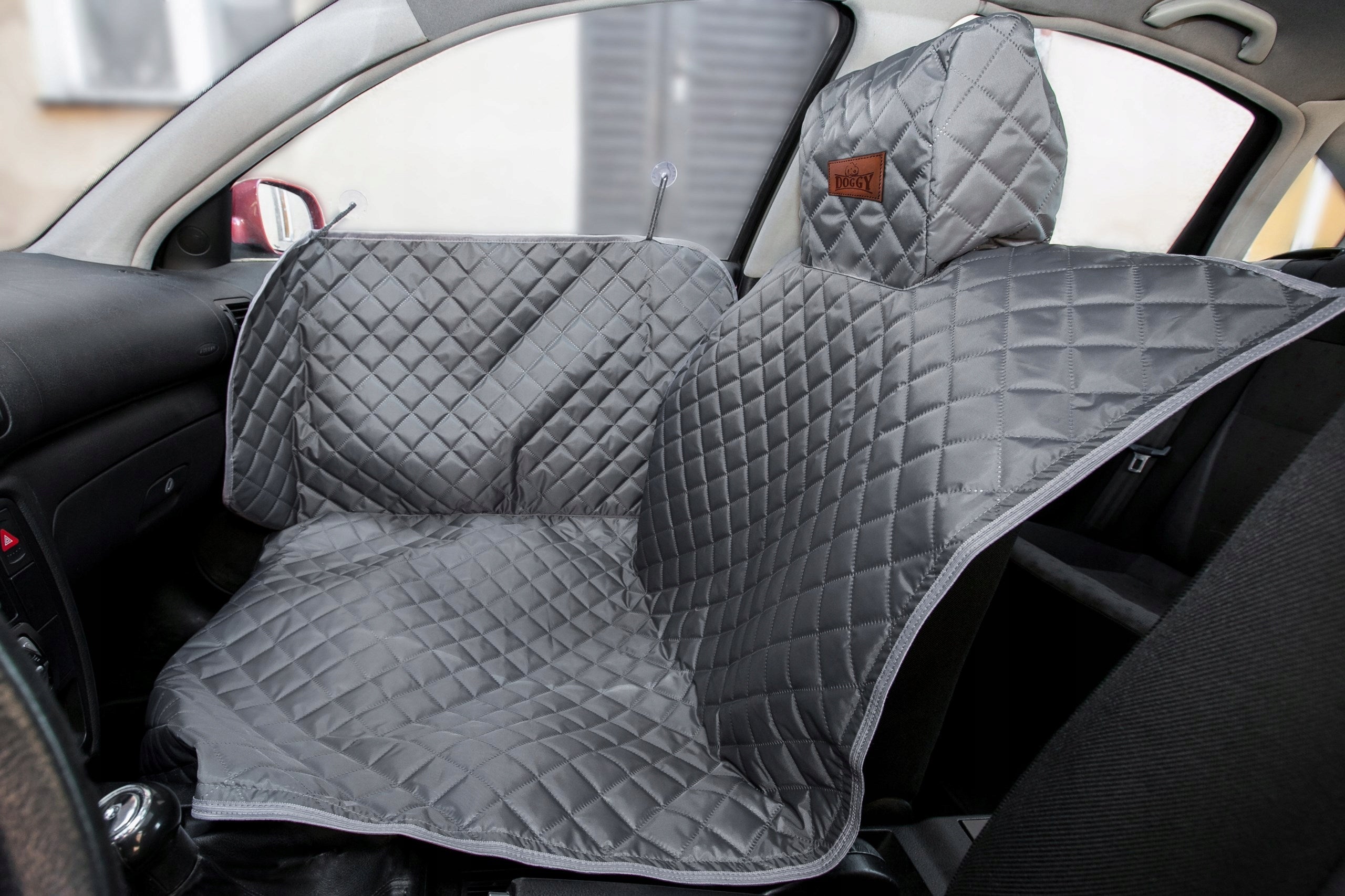 Car mat cover for dog seat back and front 160 cm Fullset Trade name 160 POKROWIEC SAMOCHODOWY Z RZEPEM I BOKAMI SZARY