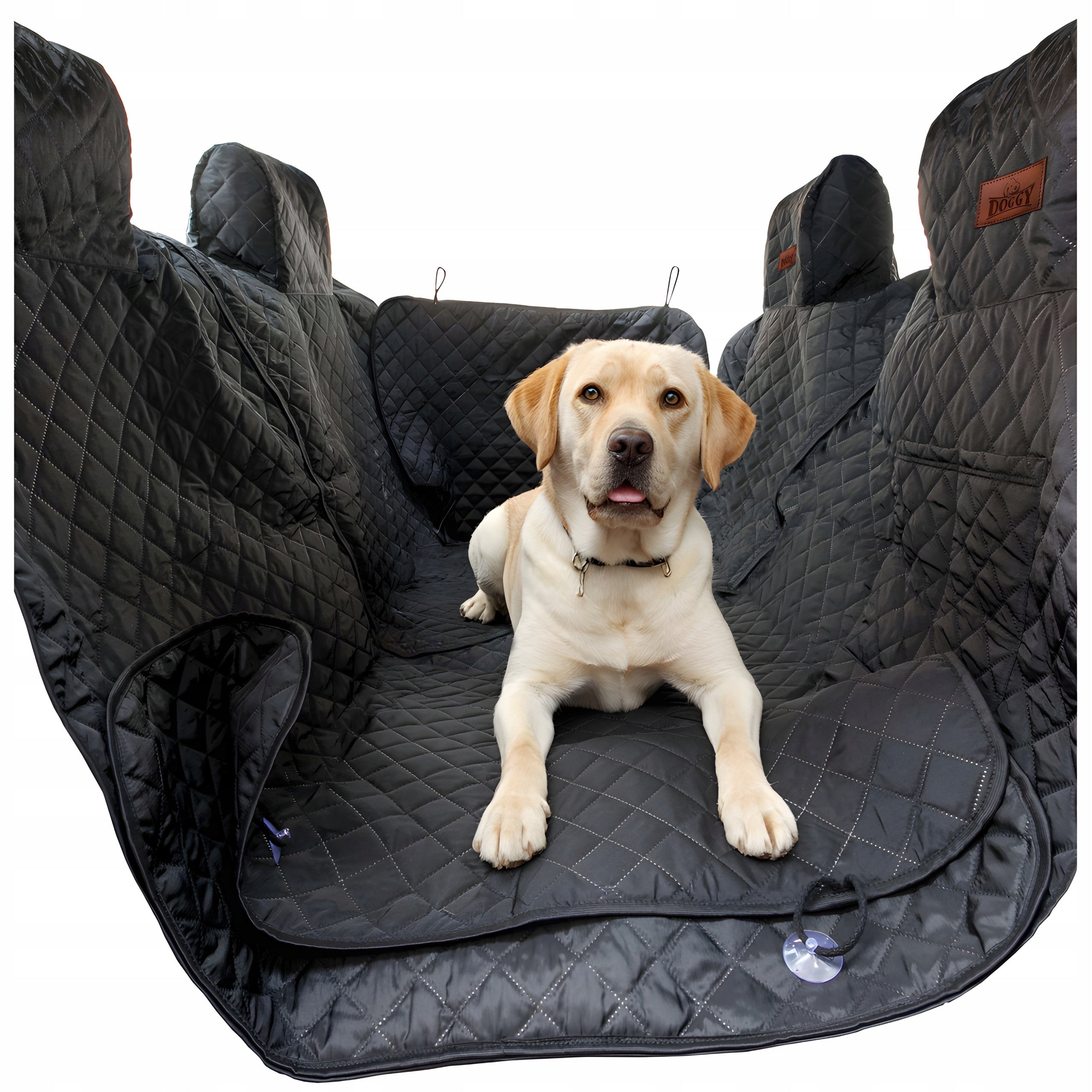 Car mat cover for dog seat back and front 220 cm Fullset Trade name Pokrowiec samochodowy Doggy z rzepem i bokami 220 cm czarny