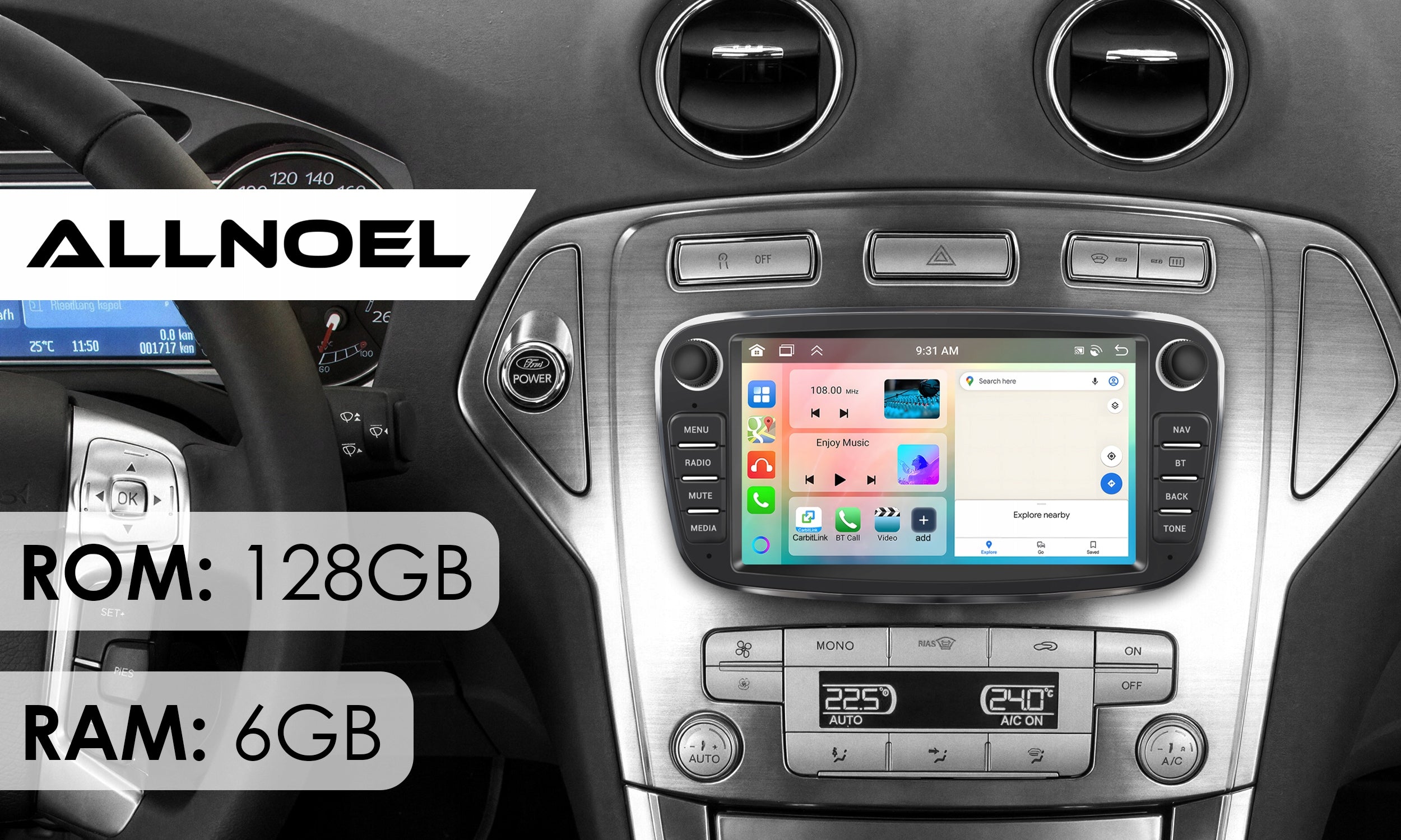 Car radio FORD MONDEO MK4 FOCUS MK2 MK3 GALAXY CarPlay Android 6GB Manufacturer code Radio FORD 6GB RAM / Android 15 / GPS