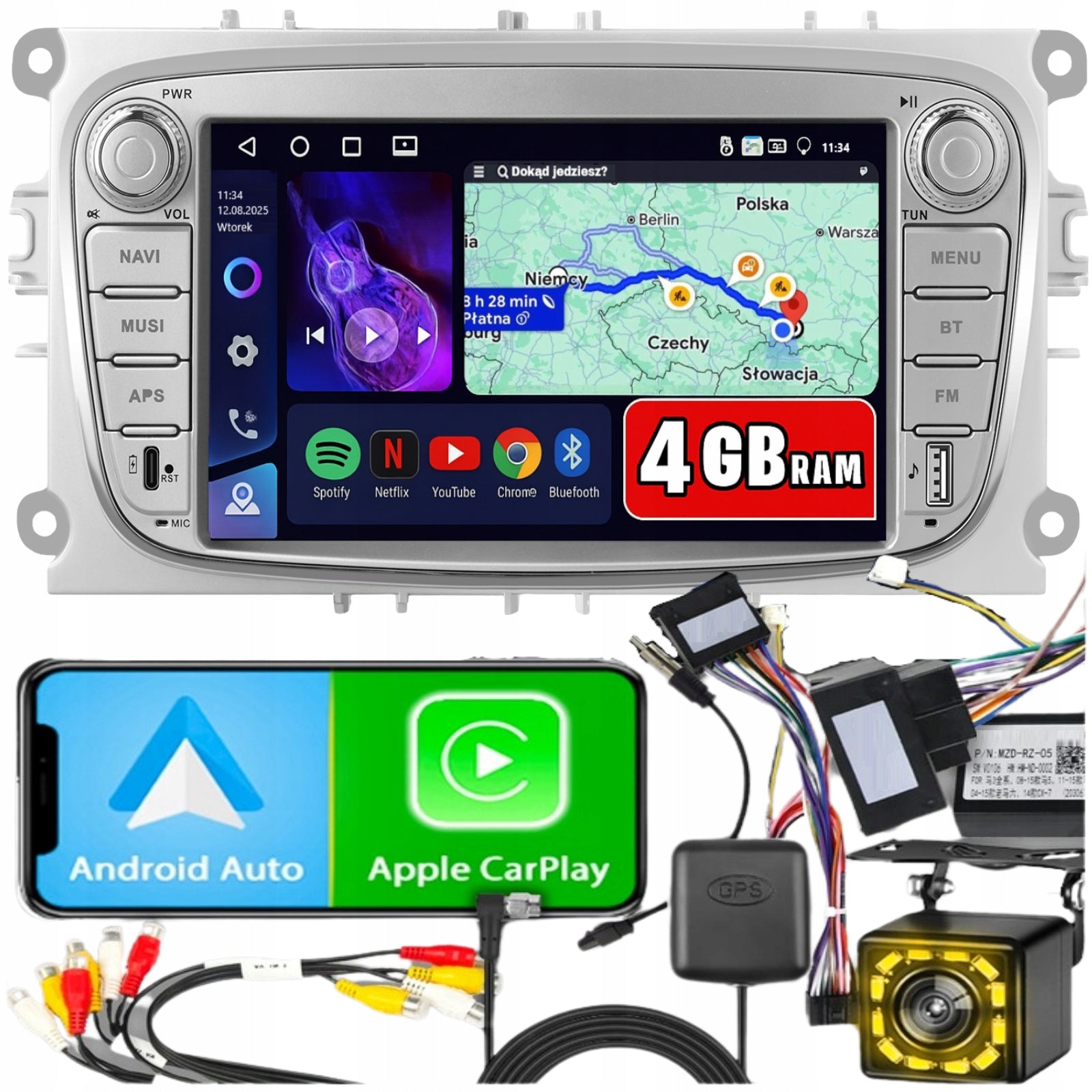 Car radio FORD MONDEO MK4 FOCUS MK2 MK3 GALAXY CarPlay WiFi USB-C