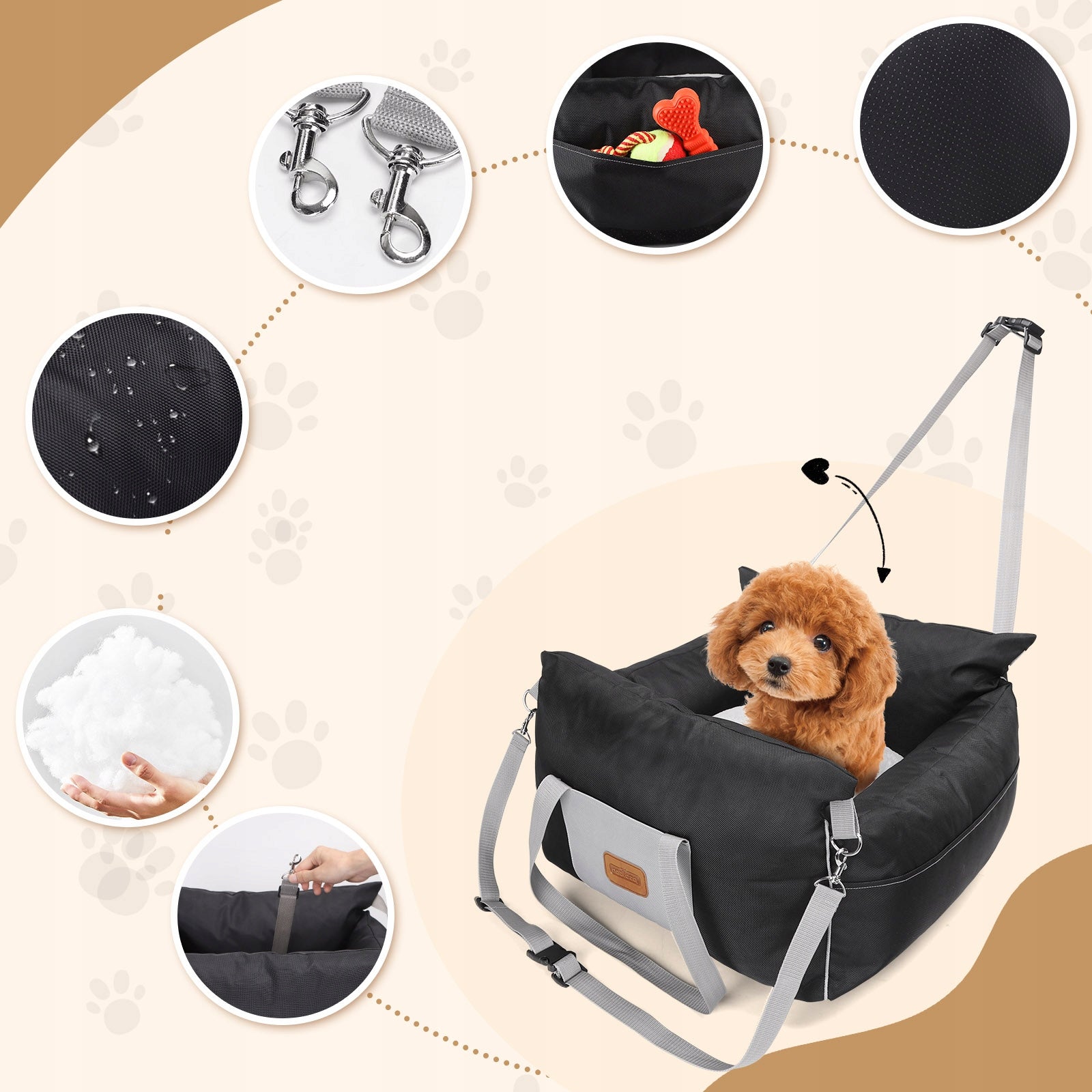 Car seat cat dog transporter PADDED SAFE 51cm M Size M