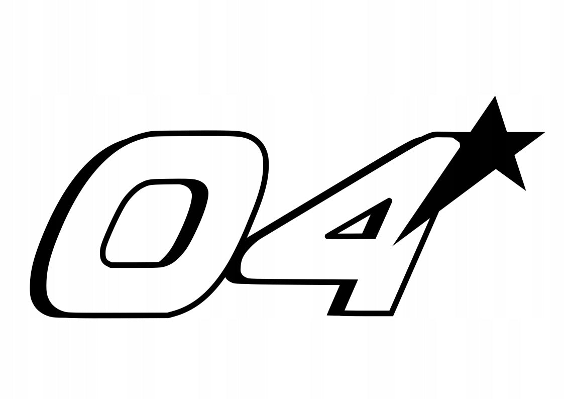 Car sticker helmet laptop glass SIDE NUMBER 04 STAR 12 x 28,0 cm