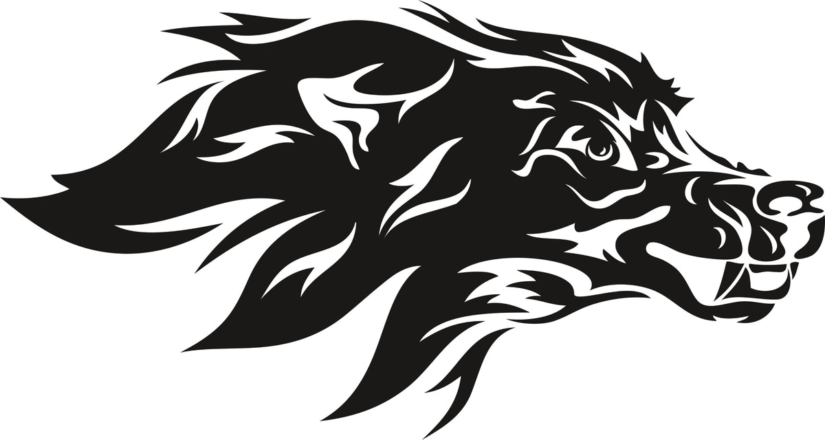 Car sticker laptop glass trunks furious WOLF MOUTH 11 x 20,7 cm