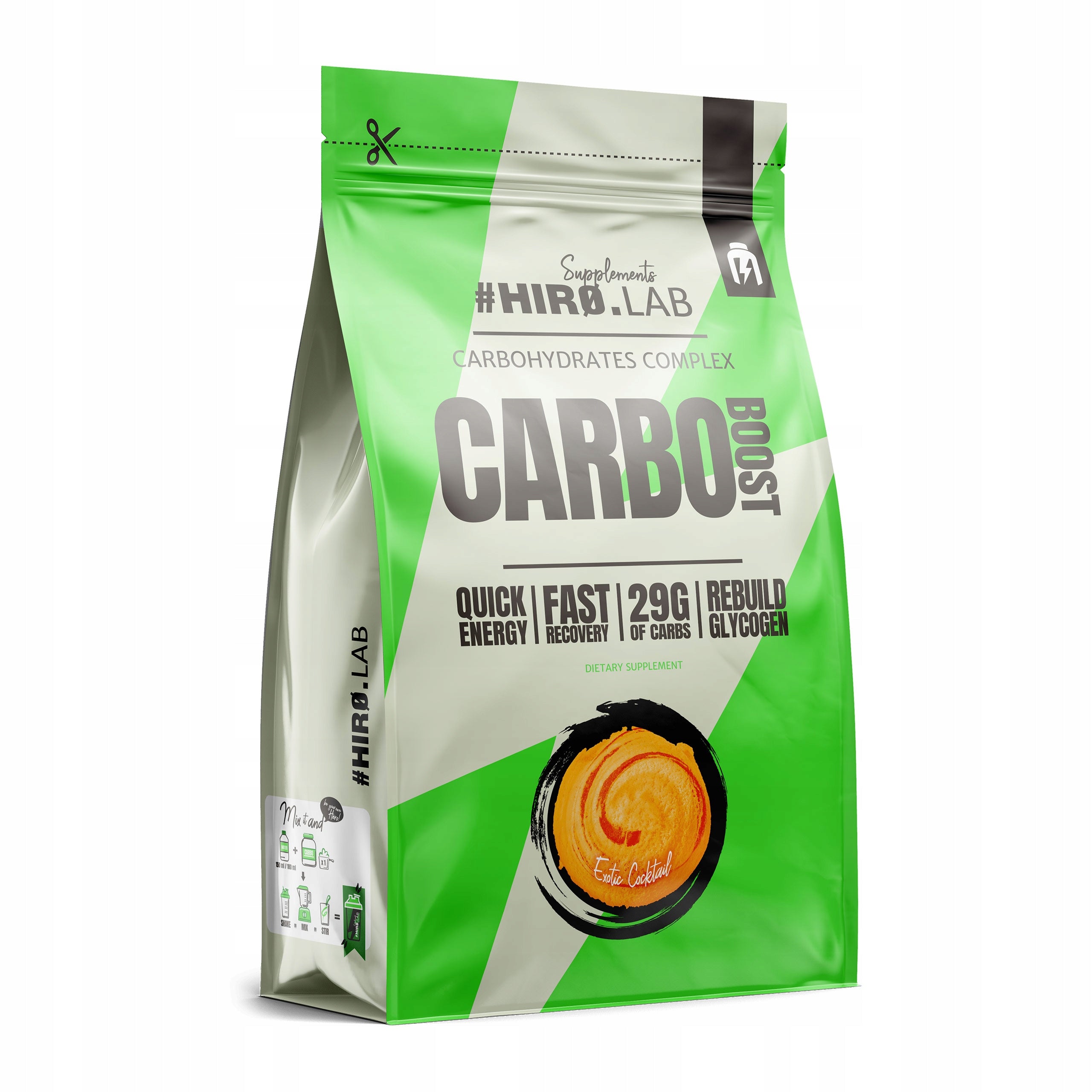 Carbo powder HIRO.LAB Carbo Boost 1000 g exotic flavour