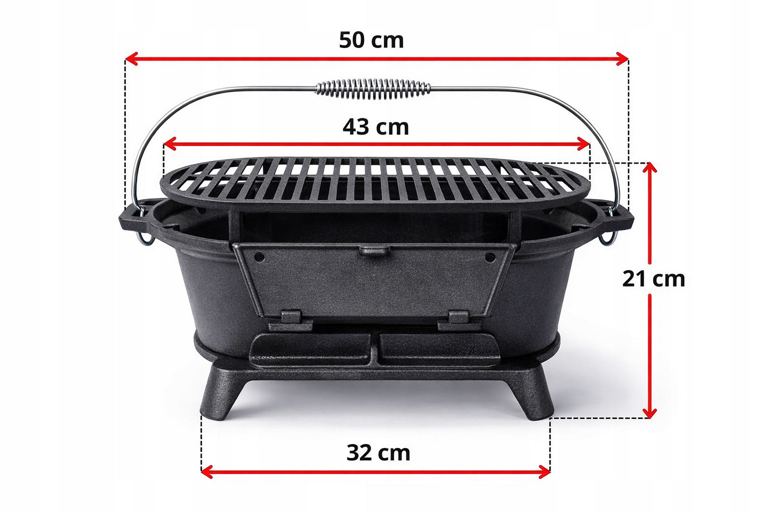 Carbon Grill Cast Iron Small Garden Tourist Grating Hibachi Grill height 21 cm