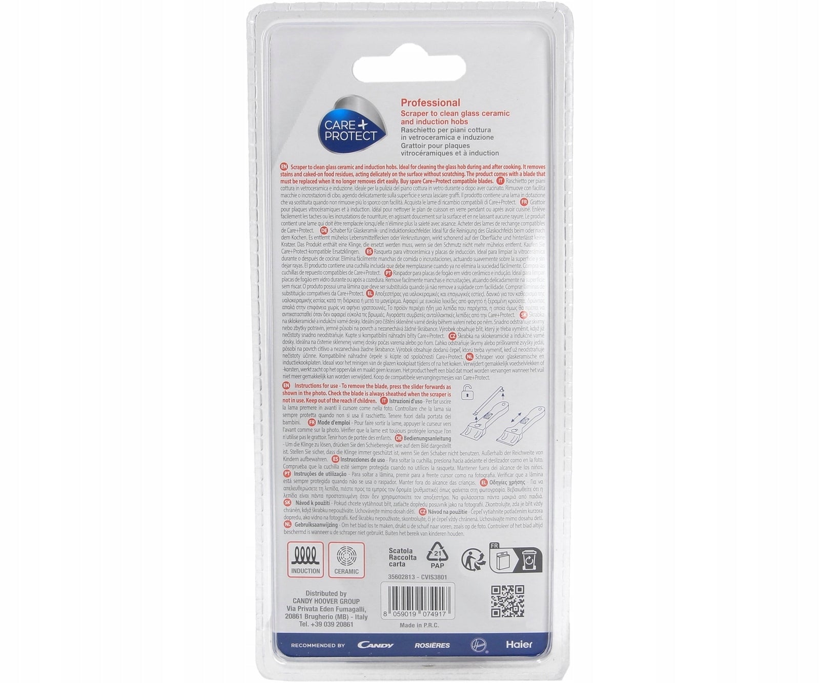 Care+Protect scraper for ceramic glass plate UNIVERSAL Manufacturer code 8059019074917