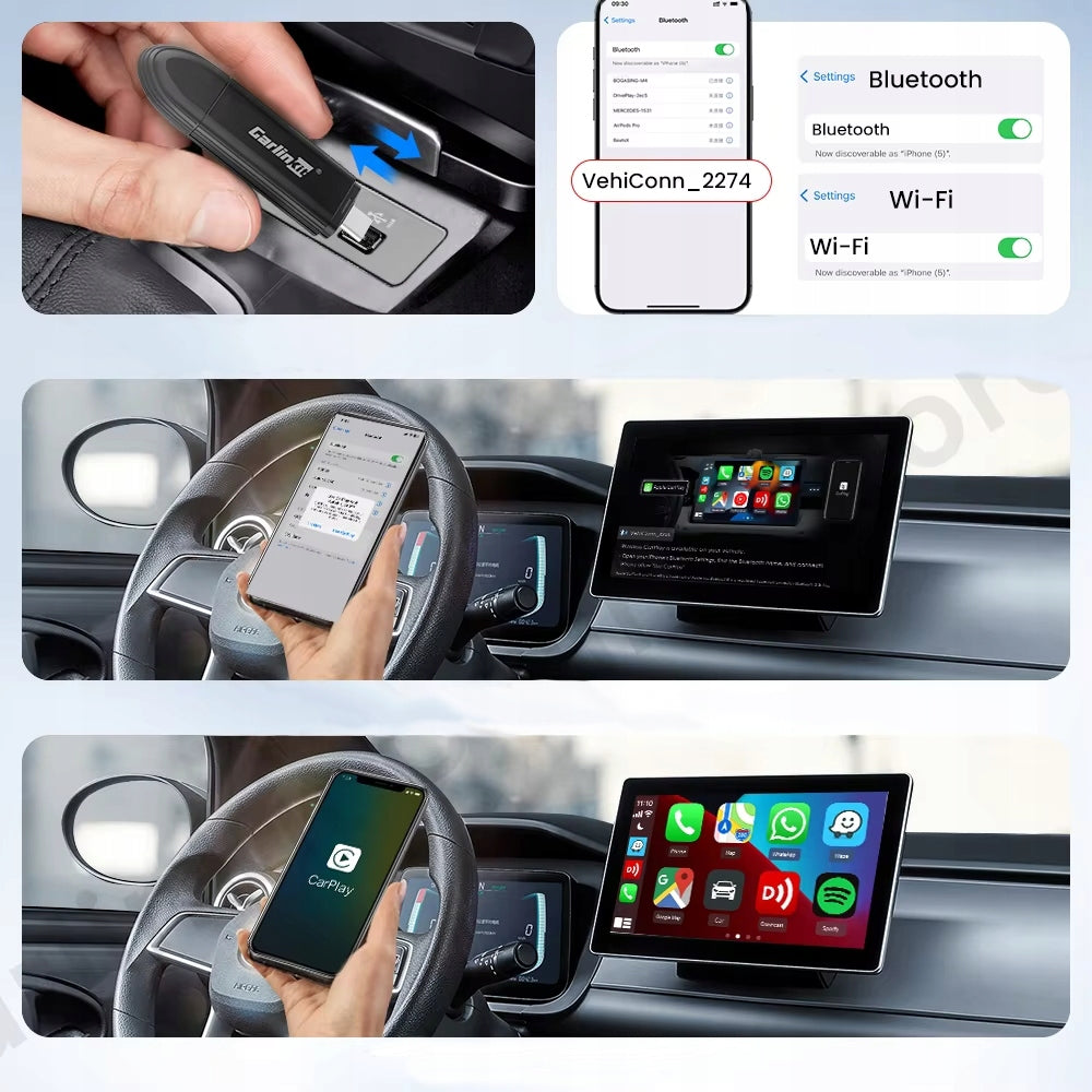 CarlinKit Mini SE USB Wireless Car Adapter for Apple CarPlay Manufacturer code 7656