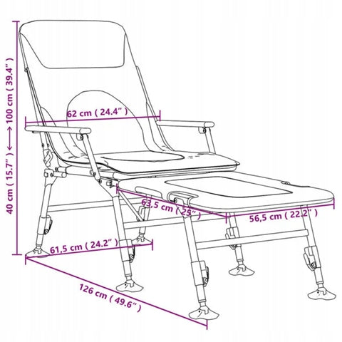 Carp Chair Fishing FISHING CHAIR with FOOTREST Carp Bed Color green