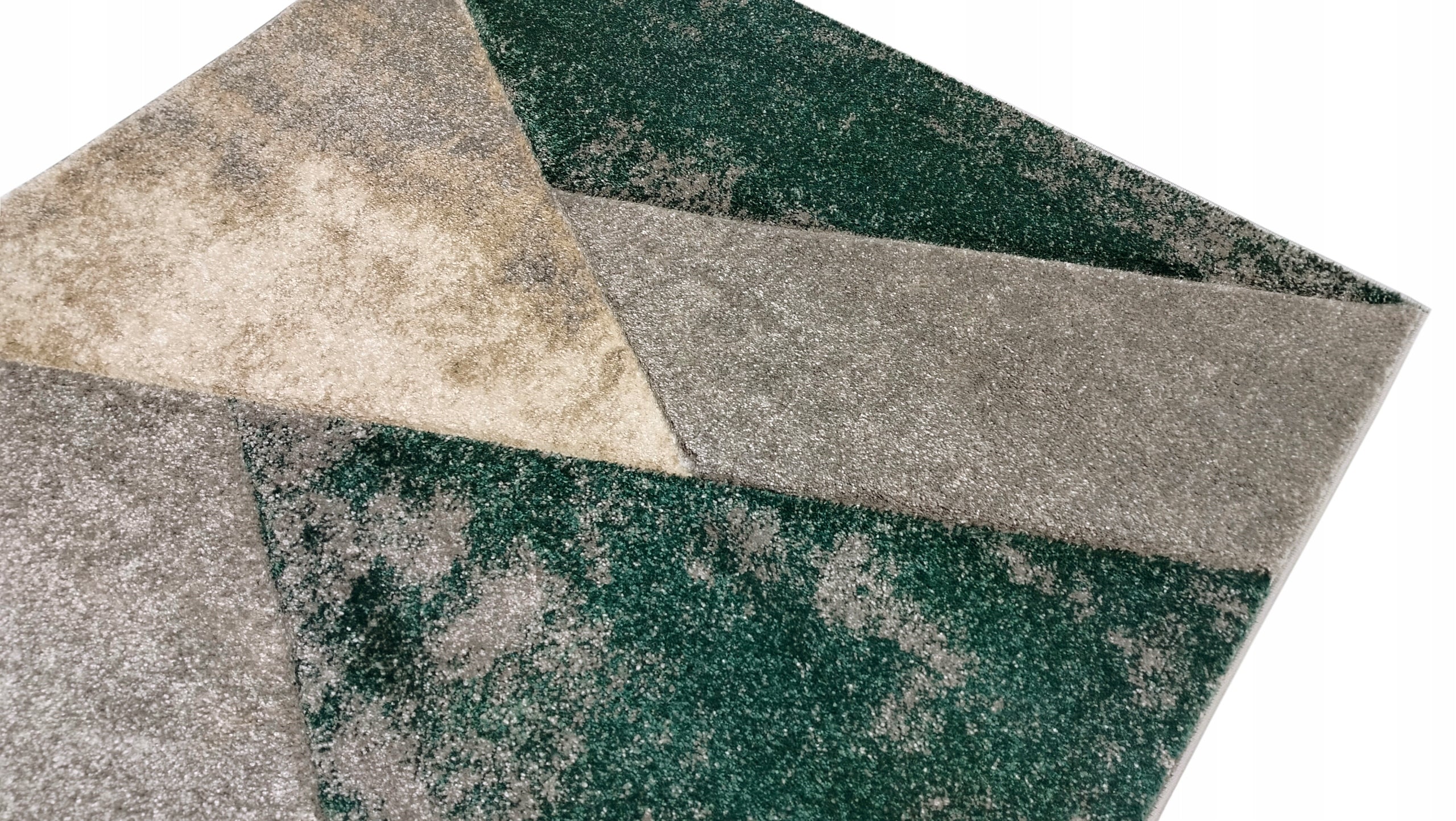 Carpet 120x170 GREY BEIGE BOTTLE GREEN MODERN GEOMETRIC LIVING ROOM Thickness 16 mm