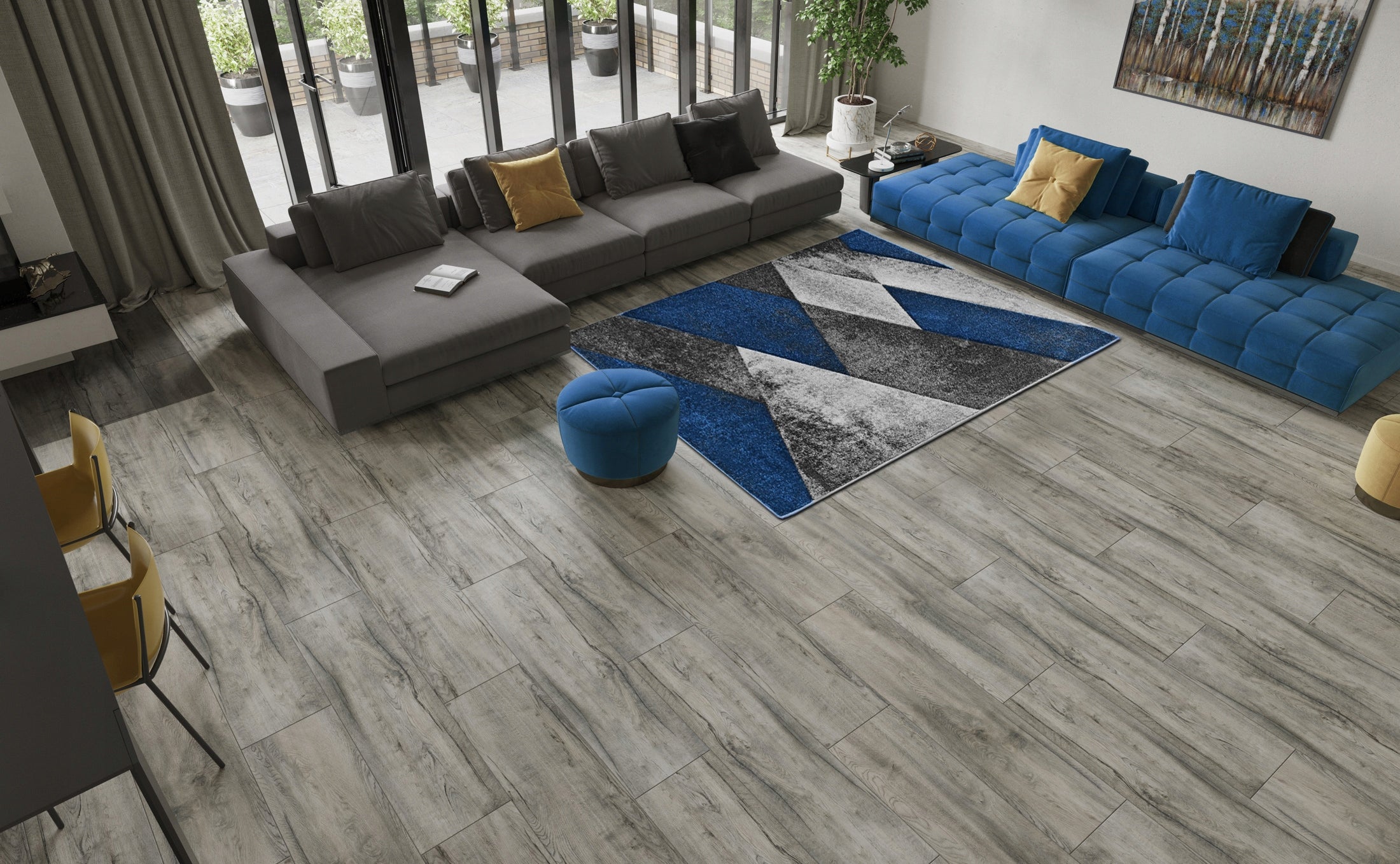 Carpet 120x170 GREY NAVY BLUE MODERN GEOMETRIC FOR LIVING ROOM Color blue