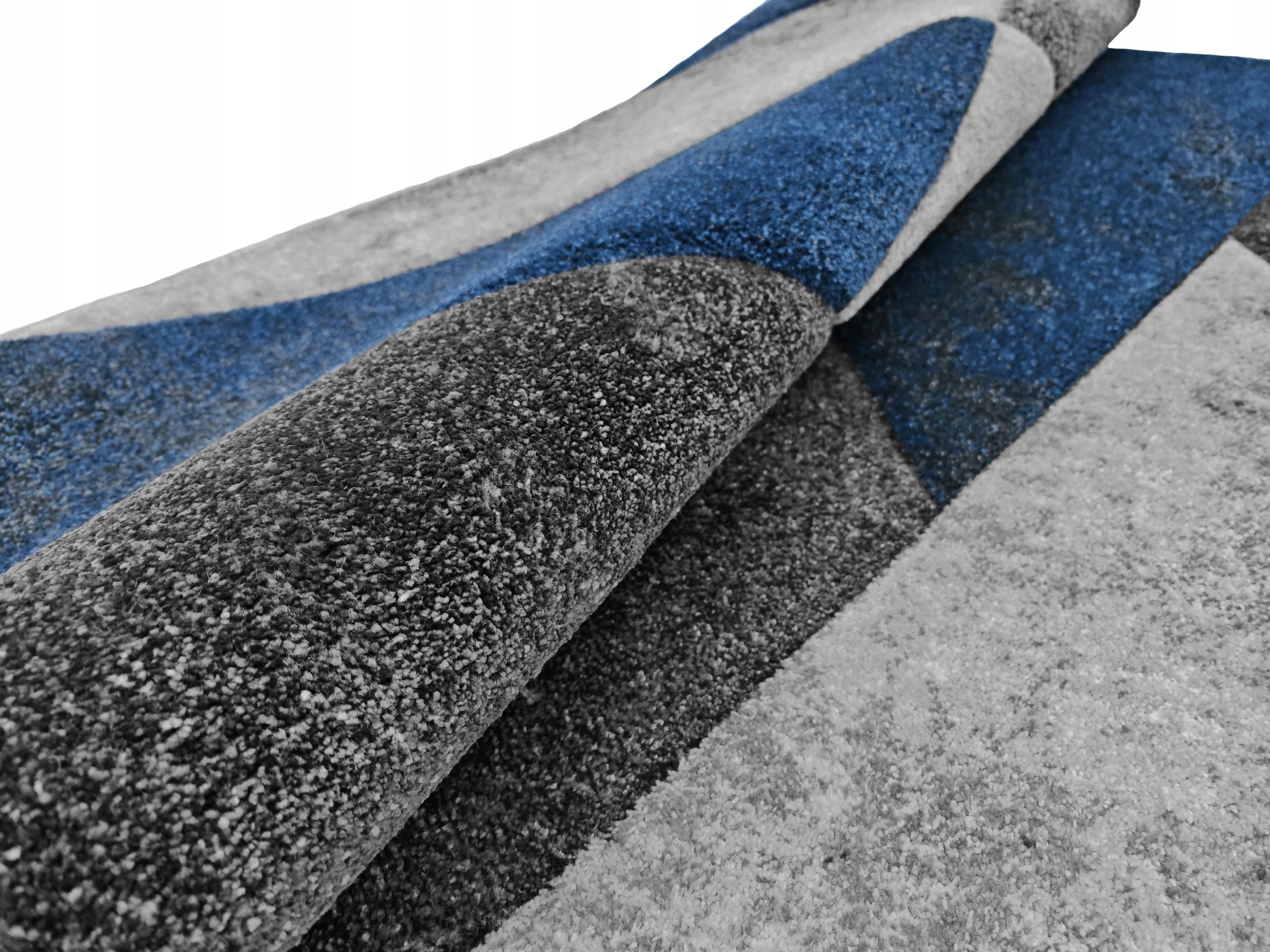 Carpet 120x170 GREY NAVY BLUE MODERN GEOMETRIC FOR LIVING ROOM Thickness 16 mm