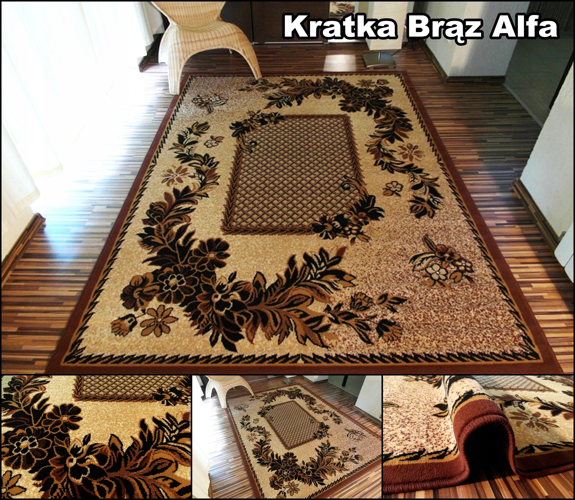 Carpet 200x300 Stylish Dense Woven Belgian Alfa Bcf Shiraz Brown Beige Patterns Color multicolor
