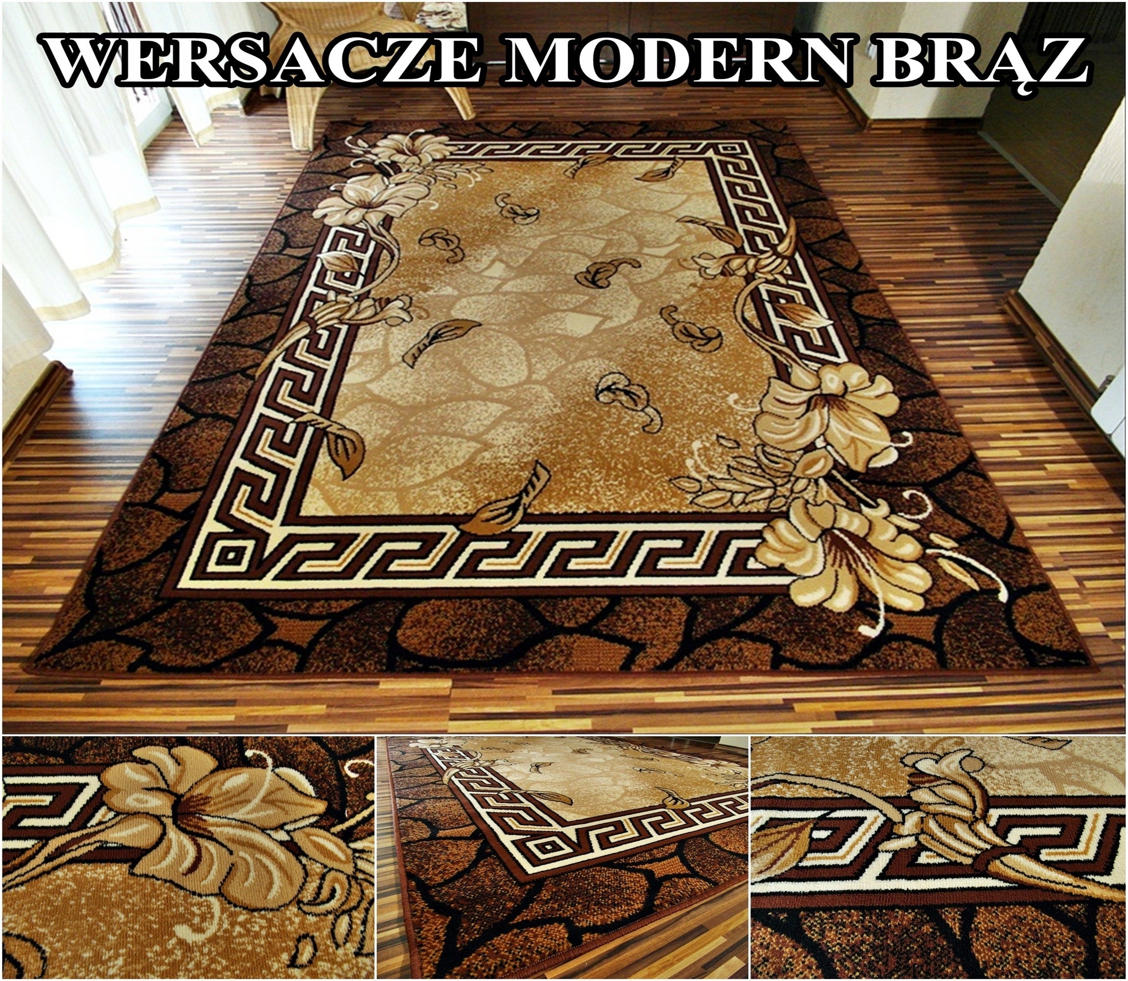 Carpet 200x300 Stylish Dense Woven Belgian Alfa Bcf Shiraz Brown Beige Patterns Length 300 cm