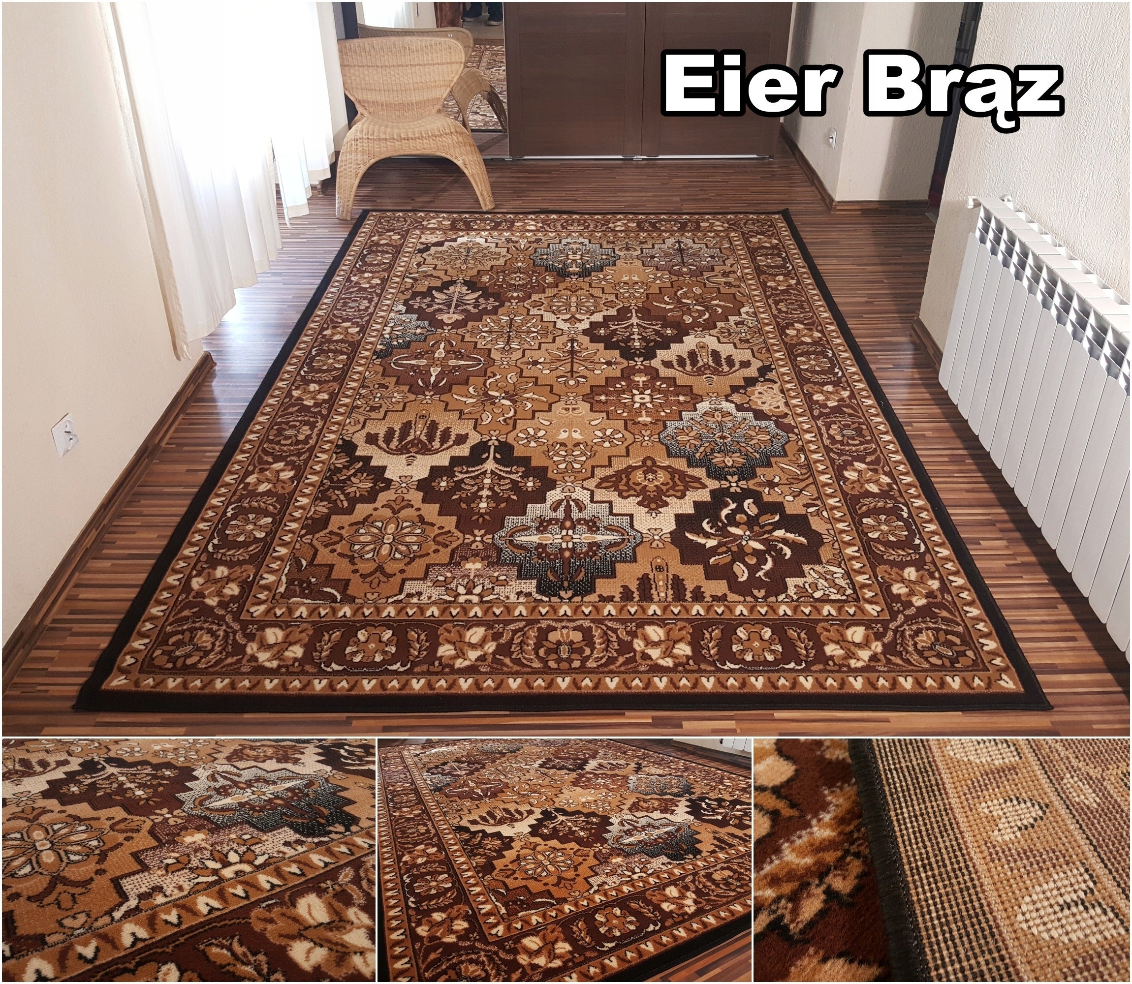 Carpet 200x400 Thickly Woven 2x4 Alpha Shiraz Bcf Belgium Brown Beige HQ MixPatterns Length 400 cm