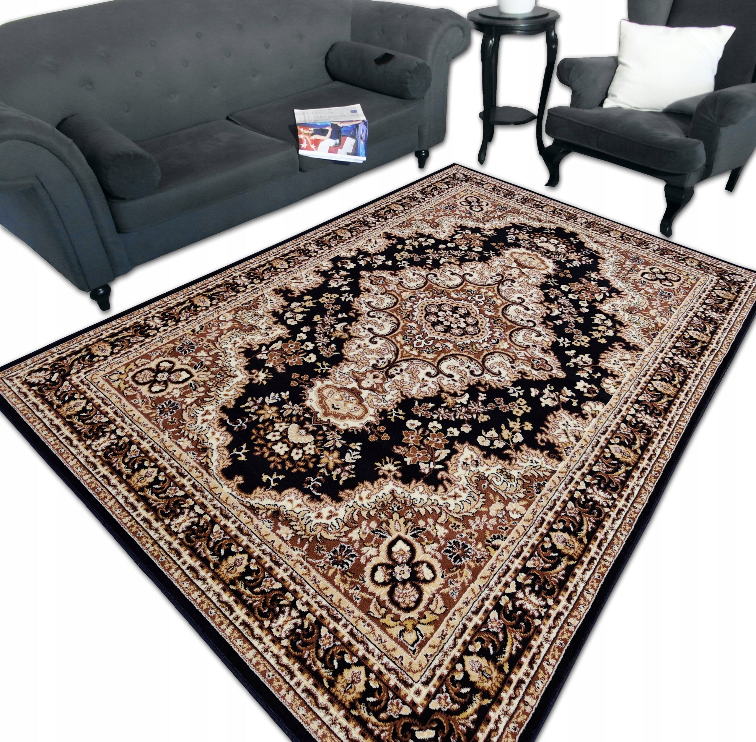 Carpet 250x350 Stylish densely woven Belgian Brown and Beige alfa Bcf Shiraz HQ