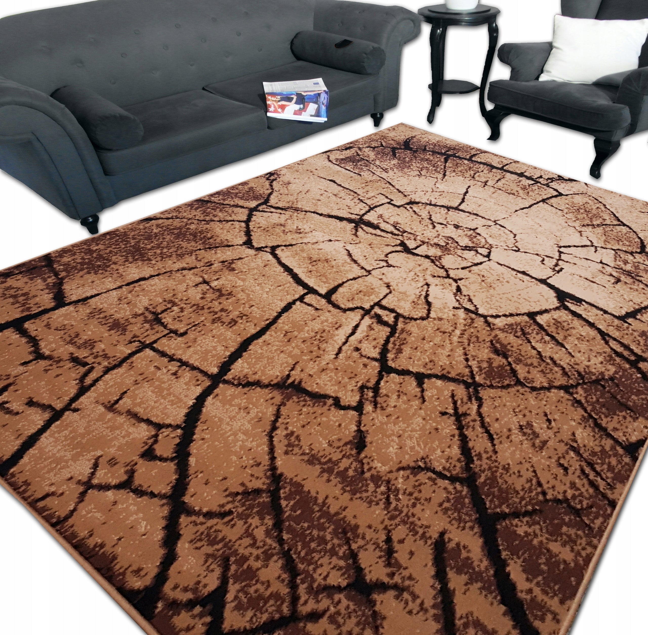 Carpet 300x400 Thickly Woven 3x4 Alfa Shiraz Bcf Belgium Brown Beige HQ MixPatterns