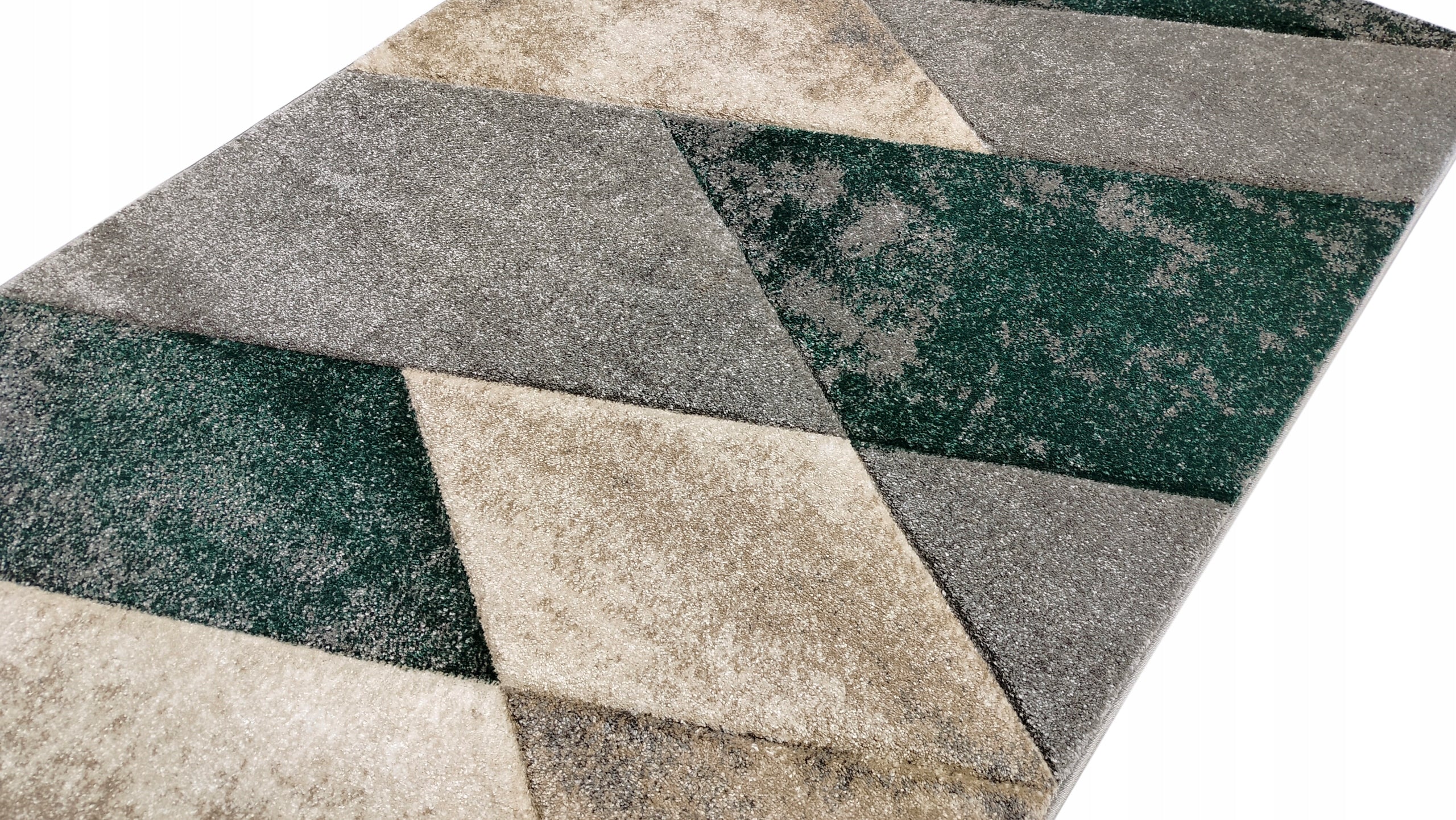 Carpet 80x120 GREY BEIGE BOTTLE GREEN MODERN GEOMETRIC LIVING ROOM Manufacturer code Dywan nowoczesny do salonu szary zielony
