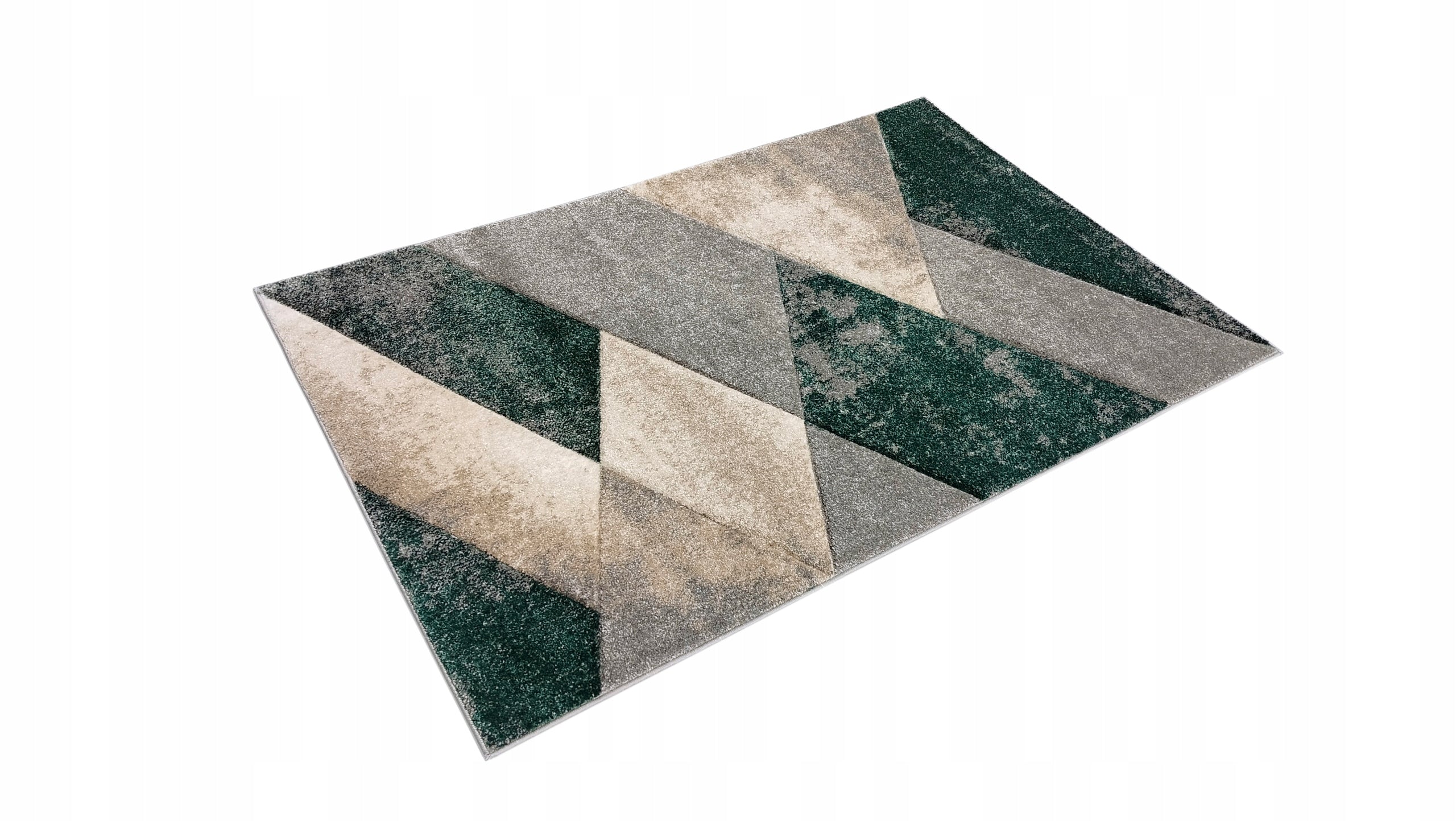 Carpet 80x120 GREY BEIGE BOTTLE GREEN MODERN GEOMETRIC LIVING ROOM Packaging status original