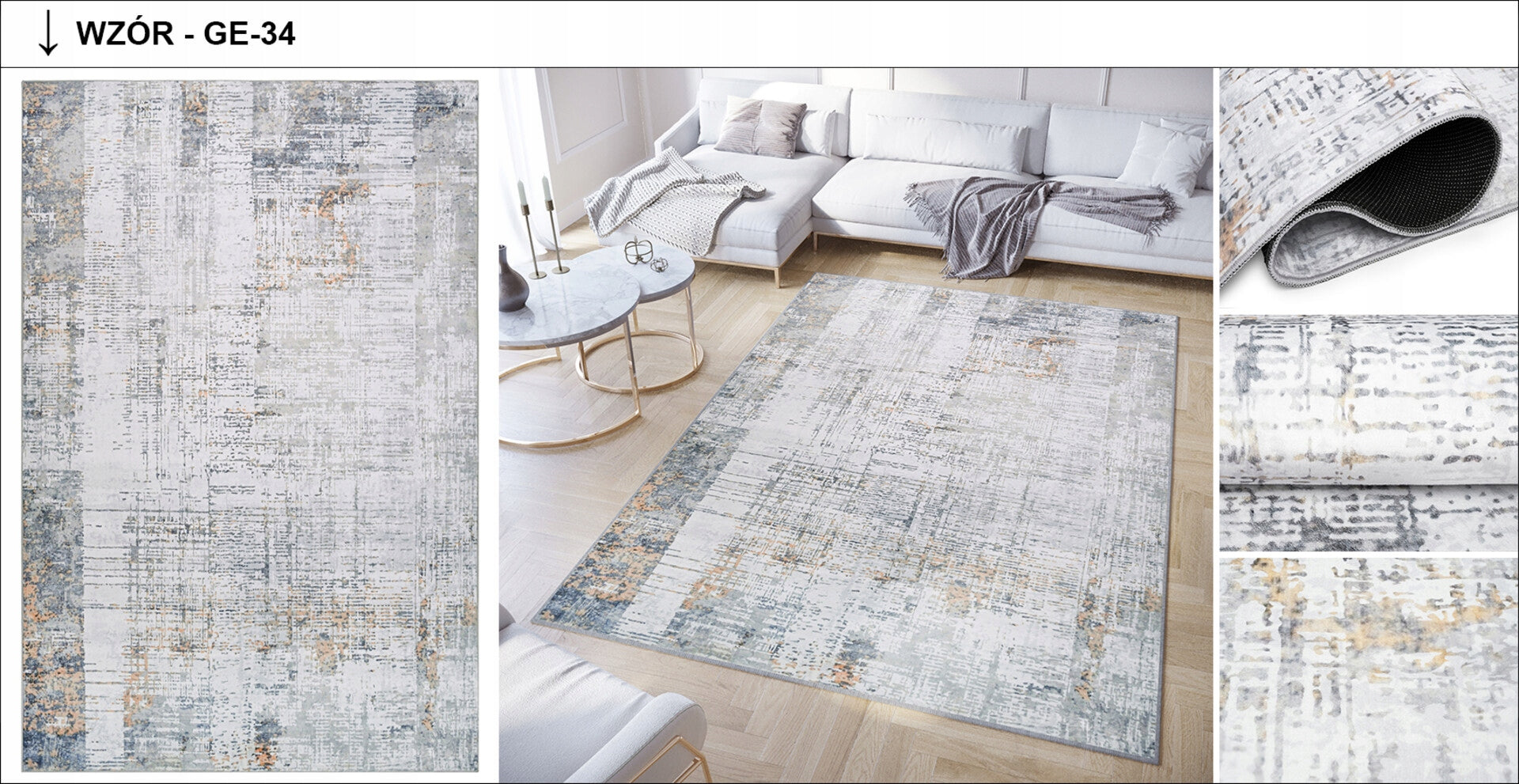 Carpet DOVE 140x200 Modern Fashionable Elegant Anti-slip Printed Length 200 cm