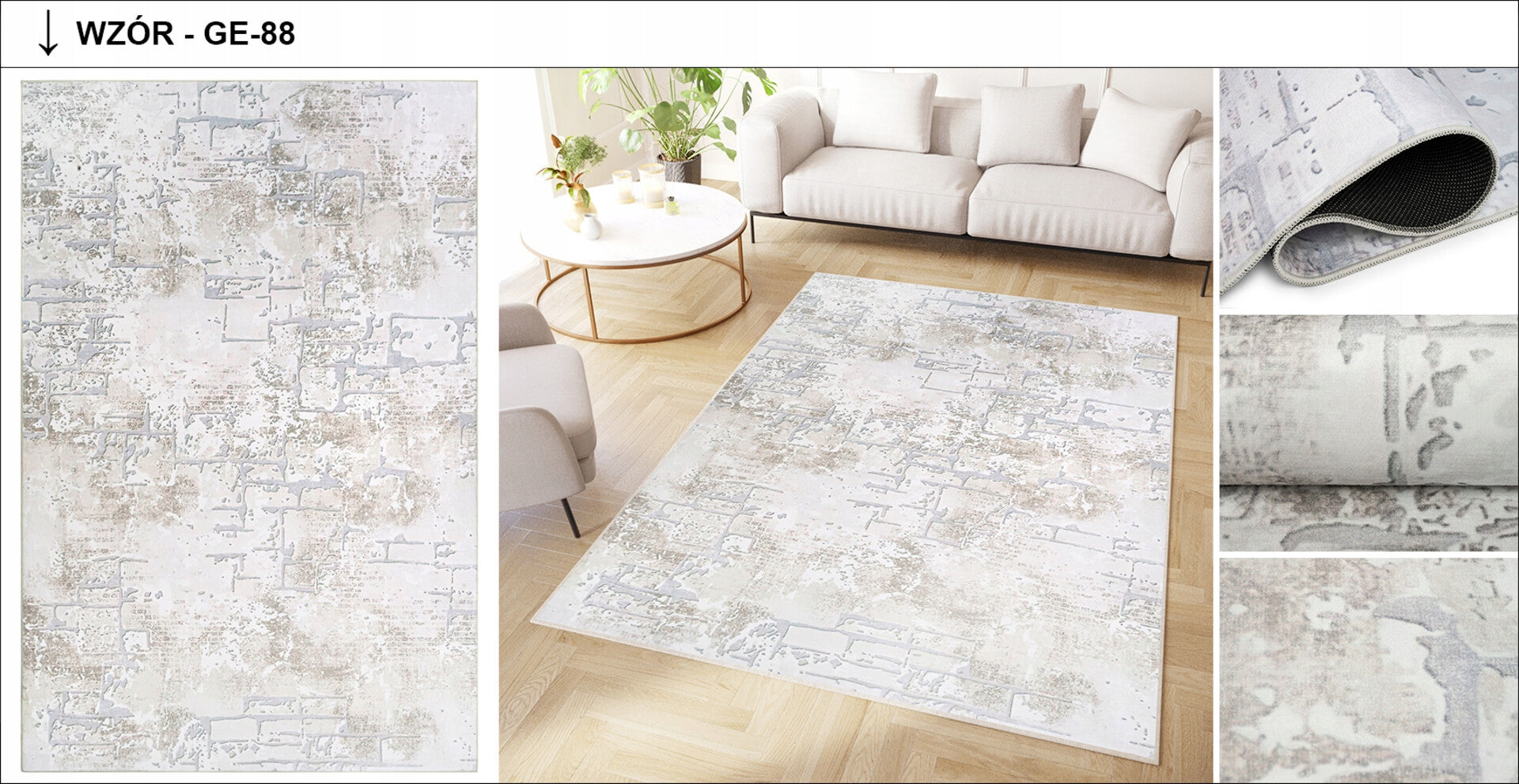 Carpet DOVE 140x200 Modern Fashionable Elegant Anti-slip Printed Product width 140 cm
