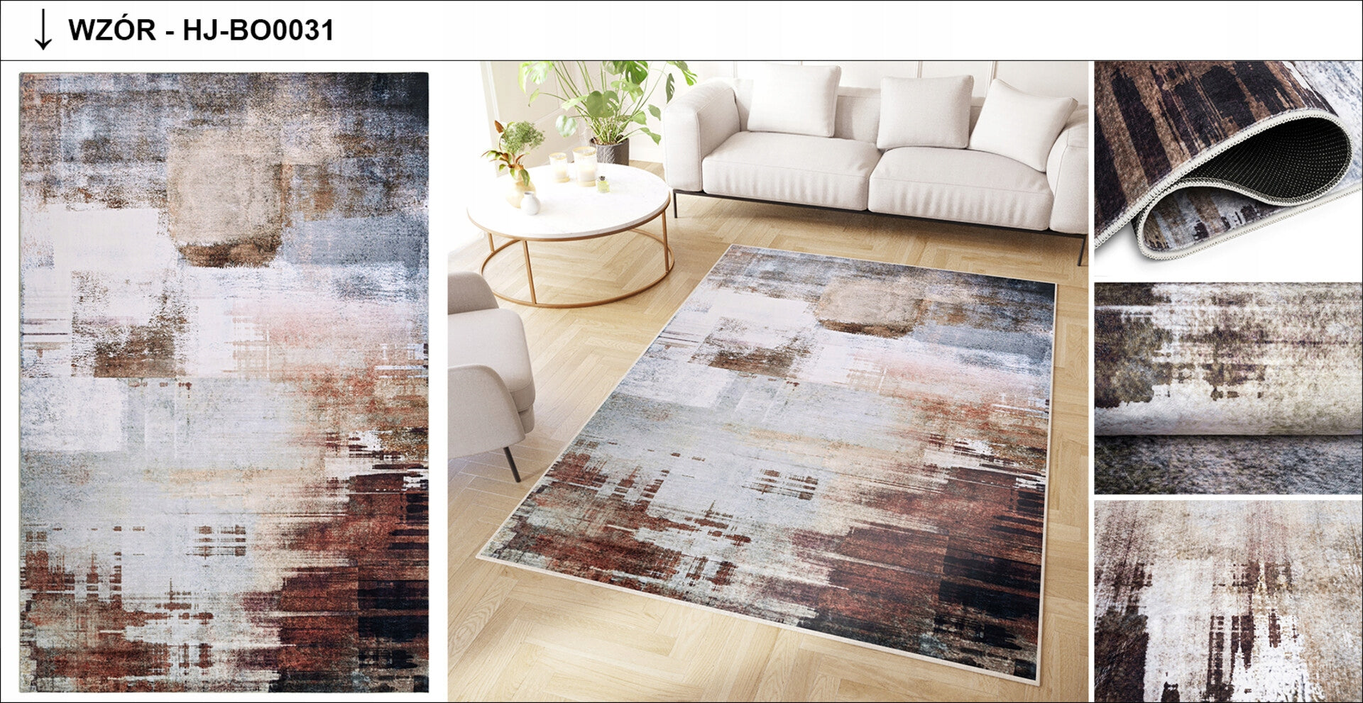 Carpet DOVE 140x200 Modern Fashionable Elegant Anti-slip Printed Thickness 5 mm