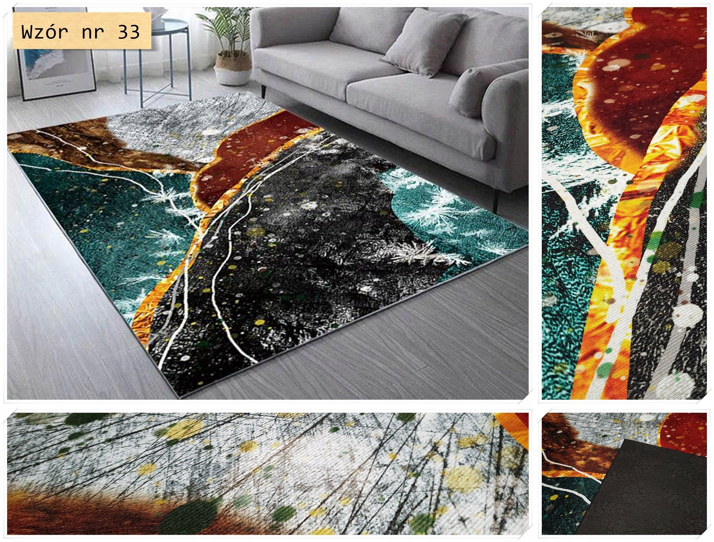 Carpet Fancy Mat 160x230 Anti-slip Various Designs colors GLAMOUR Artdeco Length 230 cm