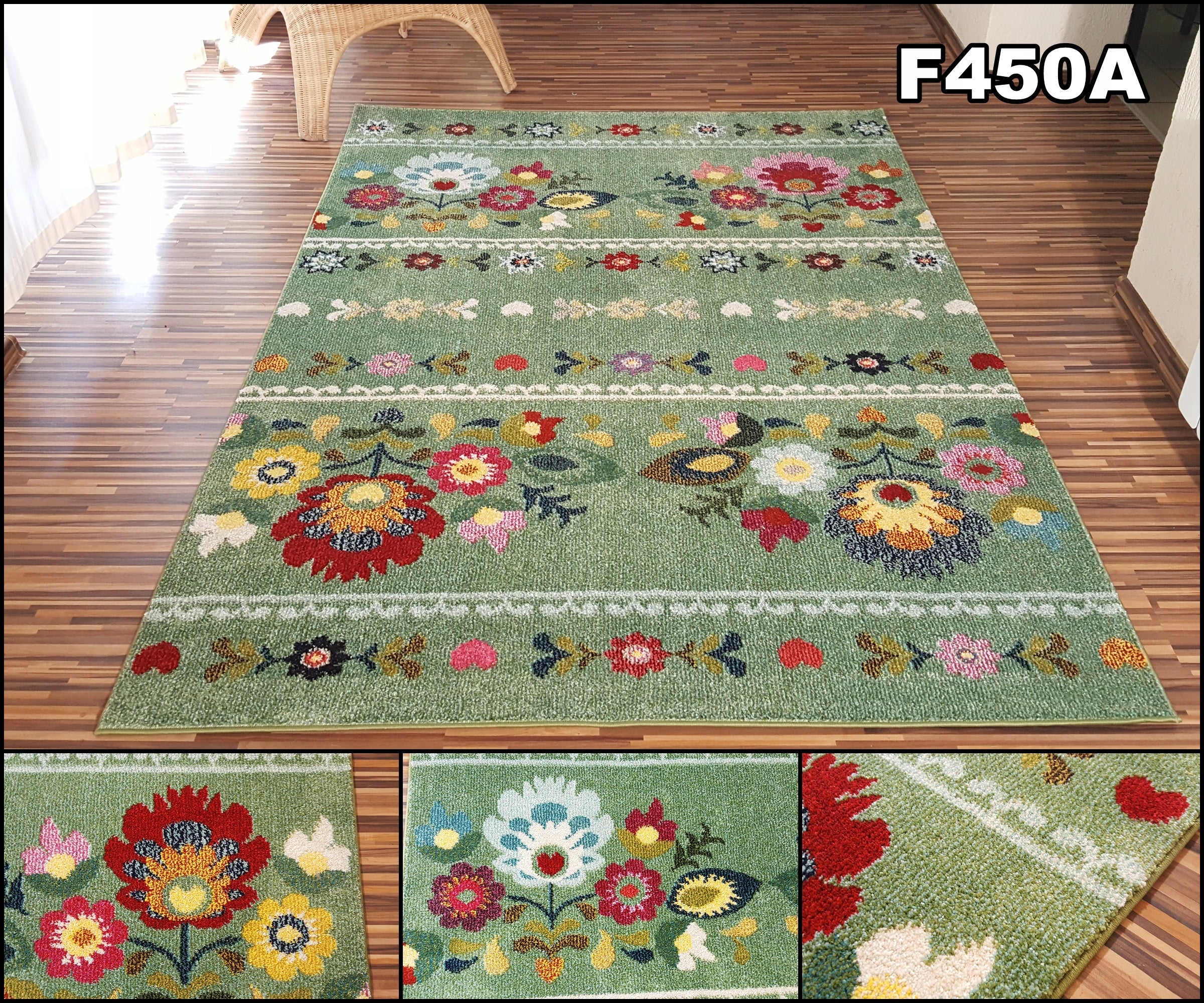 Carpet Folk 140x190 Colorful Flowers Łowicki Folk heat Set Friese Boho Brand no brand
