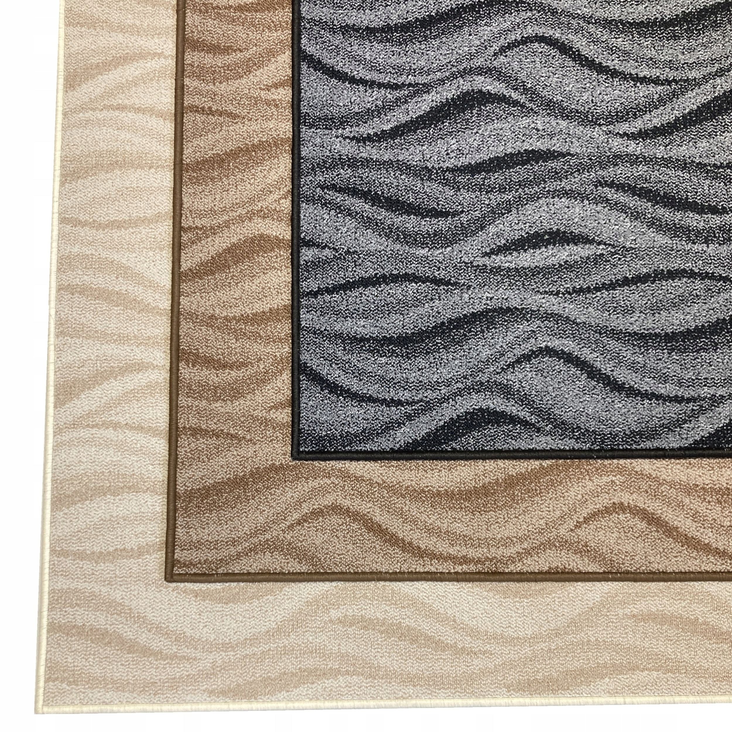 Carpet Loop 200x300 Wave Cream Beige Gray Graphite Living Room Kitchen Practical