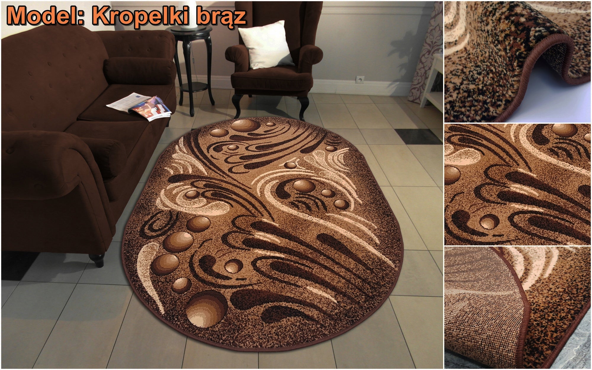 Carpet OVAL woven Alfa 200x300 cm modern Belgian for bedroom living room Length 300 cm