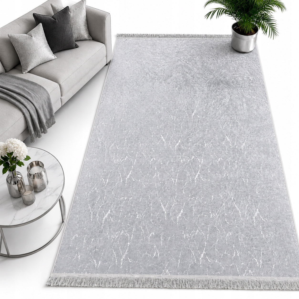 Carpet PARYS 80x140 Modern Marble Glamour Silver Anti-slip Living Room