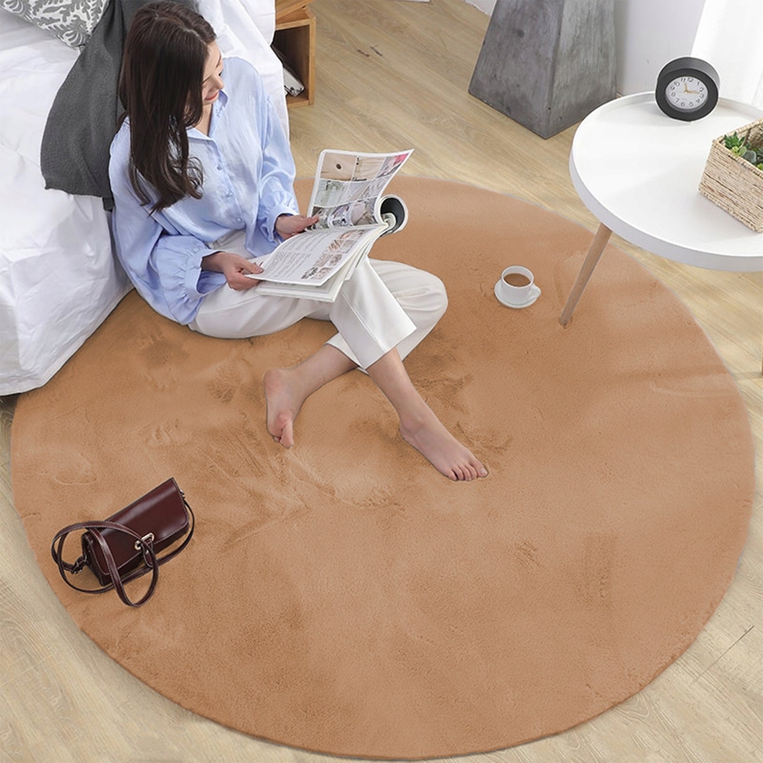 Carpet Round Rabbit rabbit fur non-slip fluffy 120x120 Packaging status original